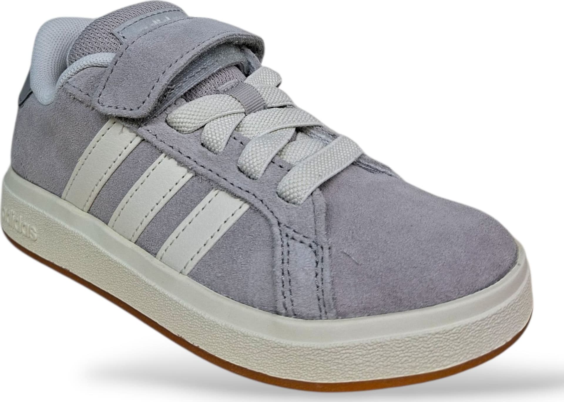 Adidas Grand Court Sneakers Bambini Grigio Bianco | Taglia 28-35 | Suede Velcro | Scarpetteria Gica - 2