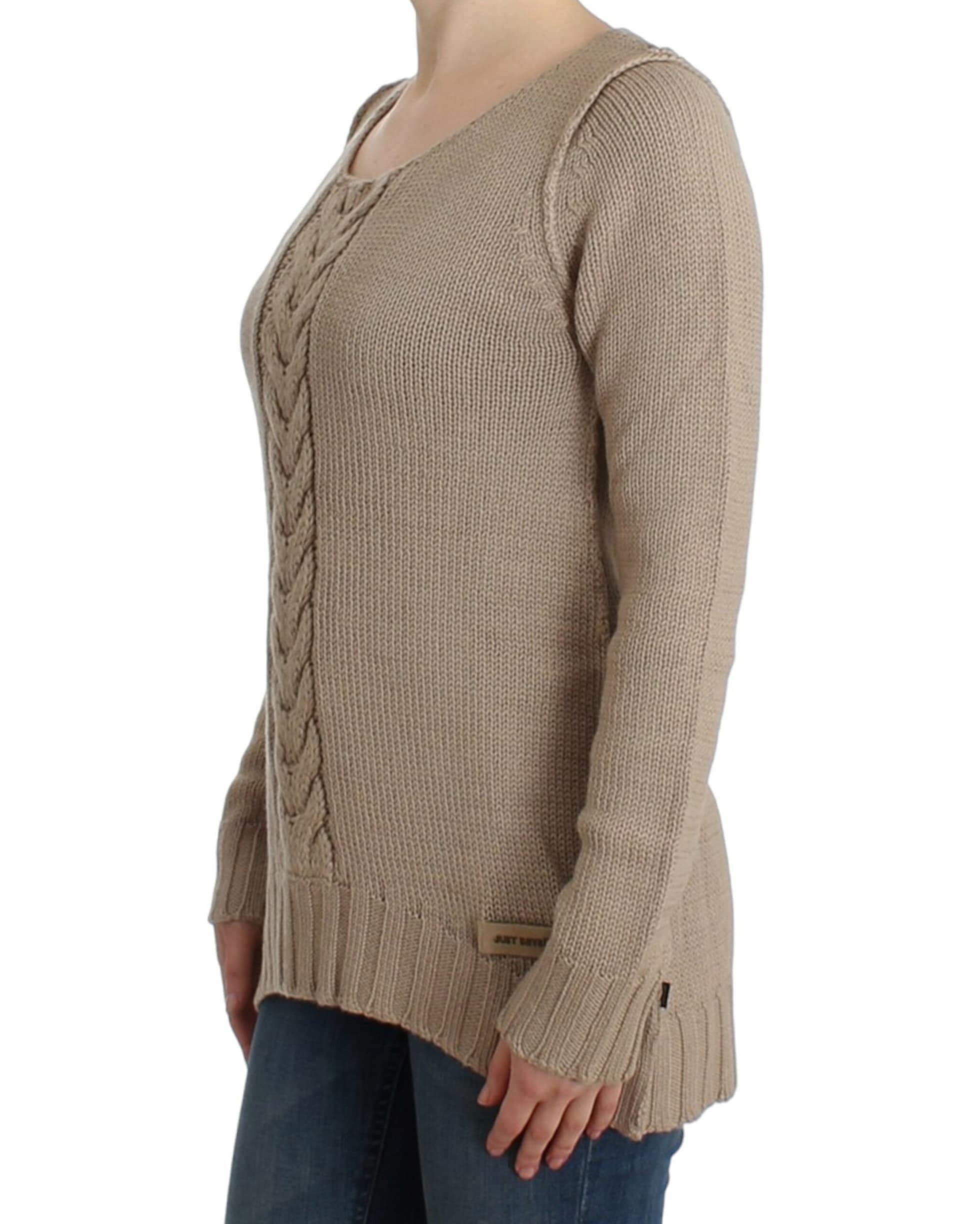 Beige knitted wool sweater - 2