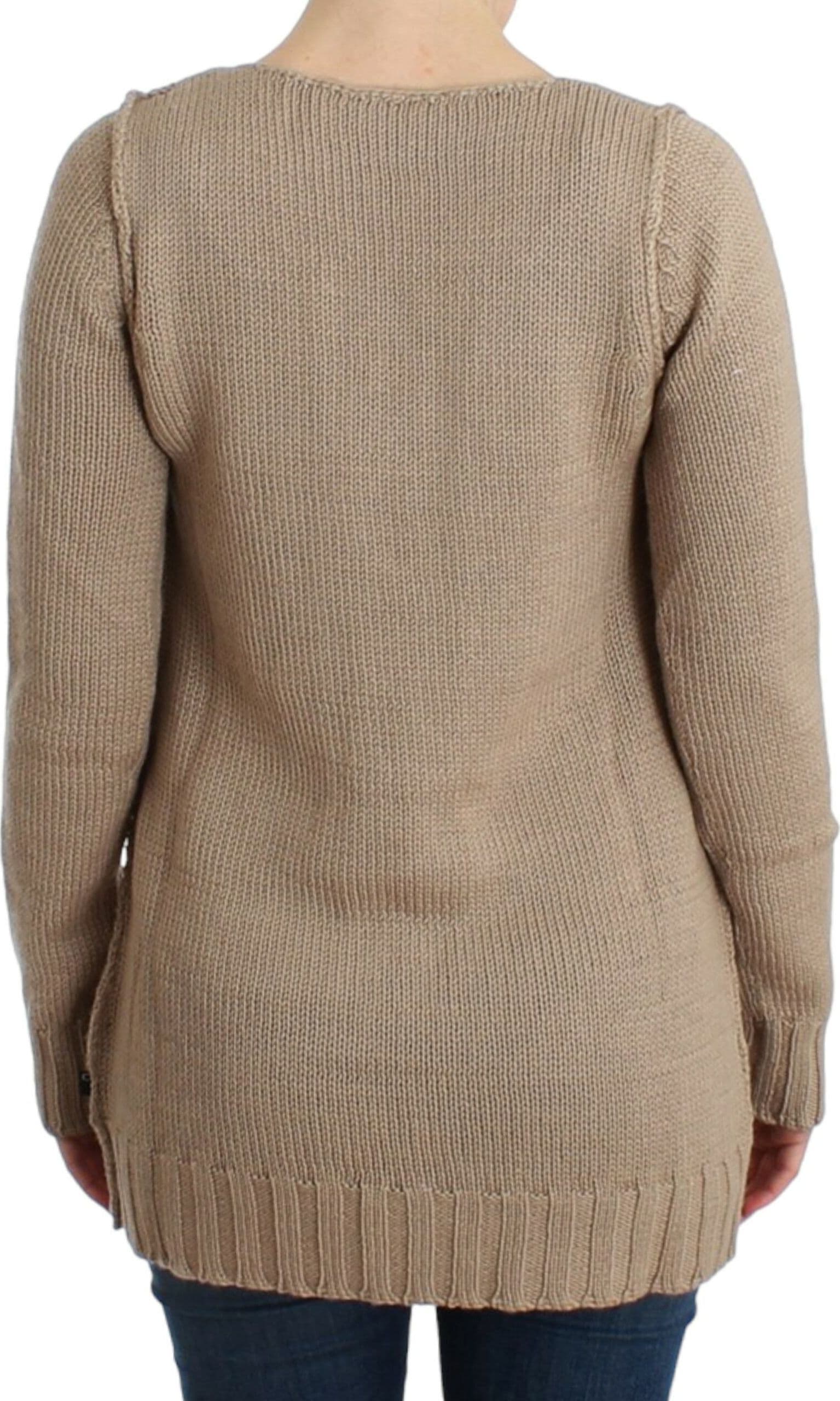 Beige knitted wool sweater - 4