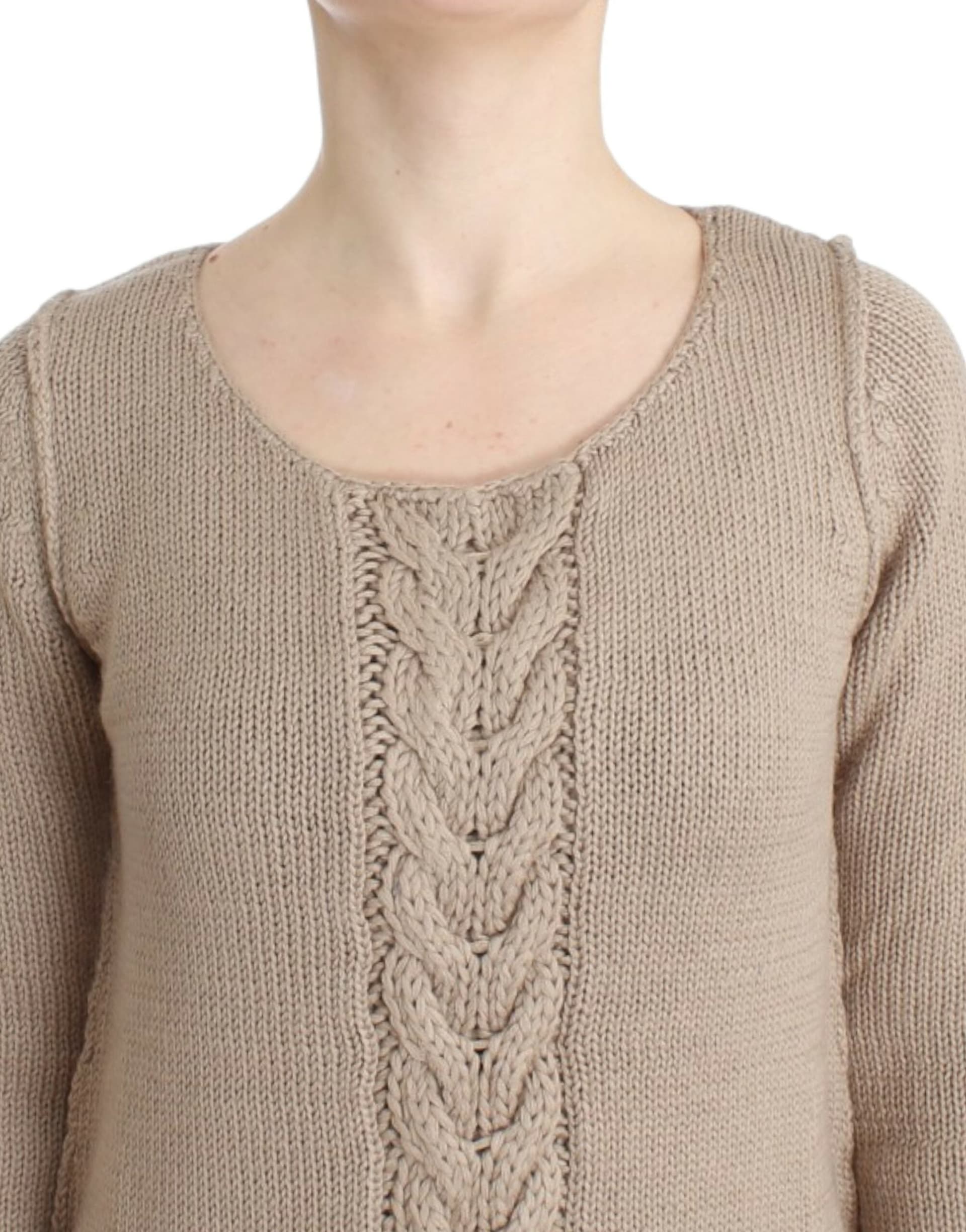 Beige knitted wool sweater - 5