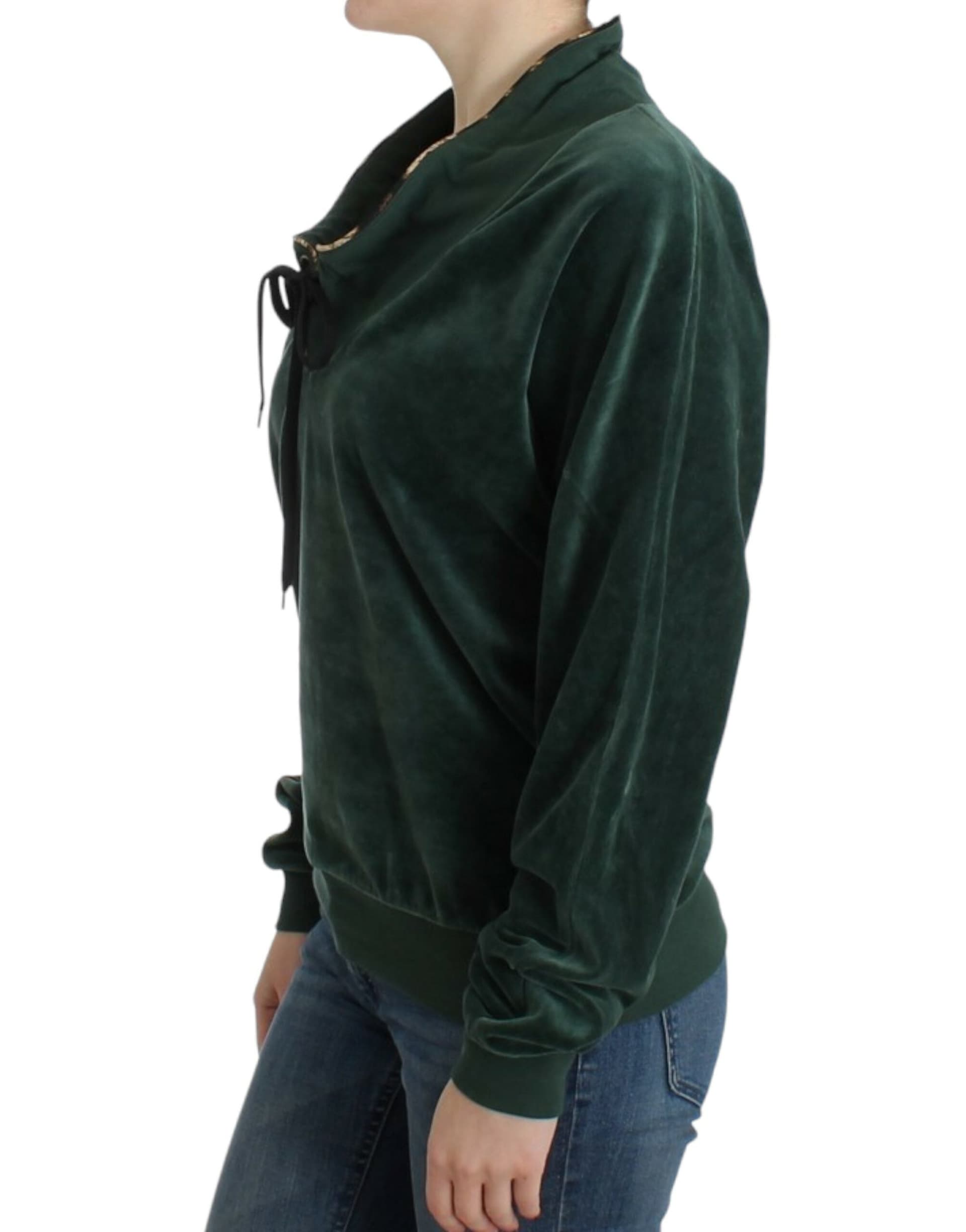Green velvet cotton sweater - 2