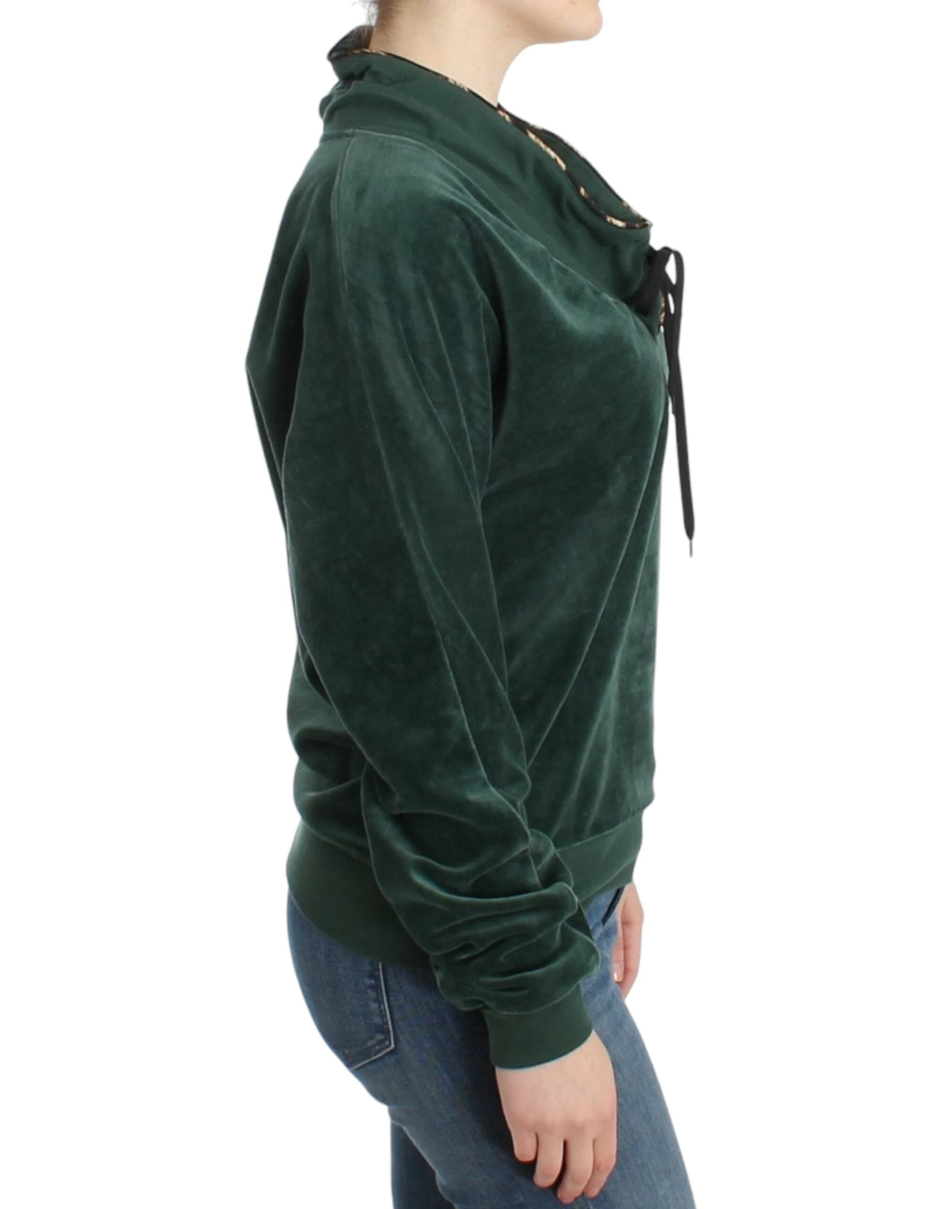 Green velvet cotton sweater - 4