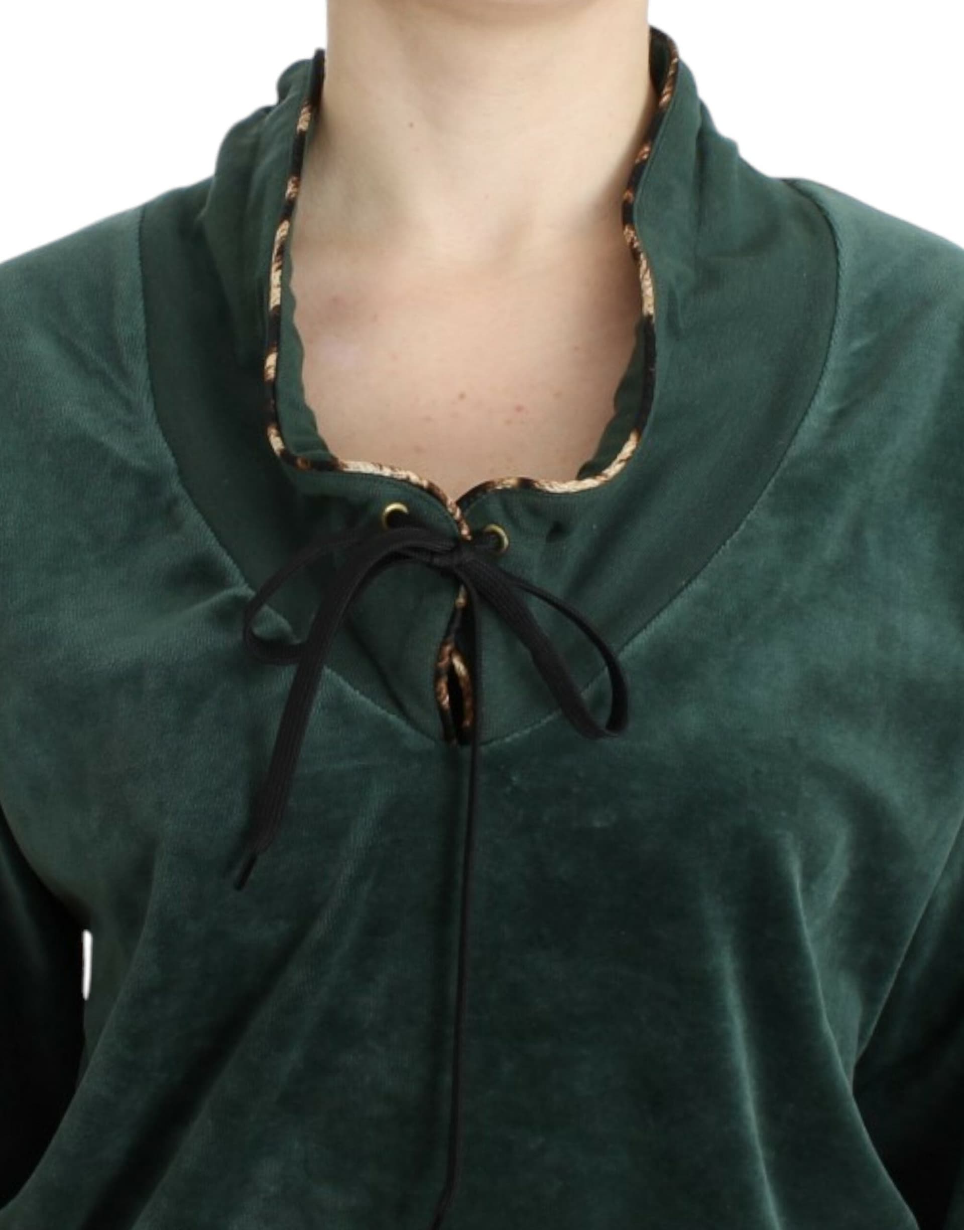 Green velvet cotton sweater - 5