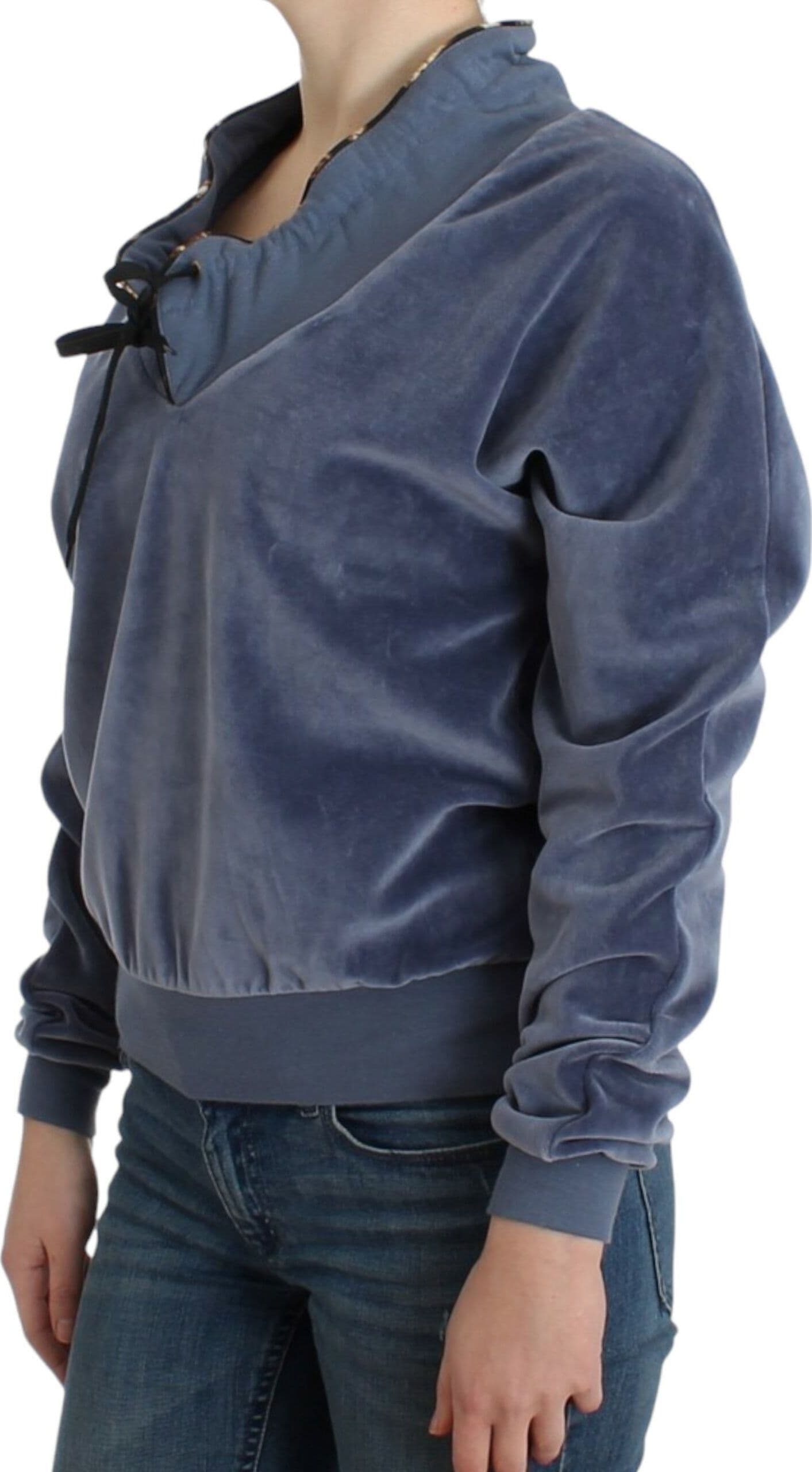 Blue velvet cotton sweater - 2