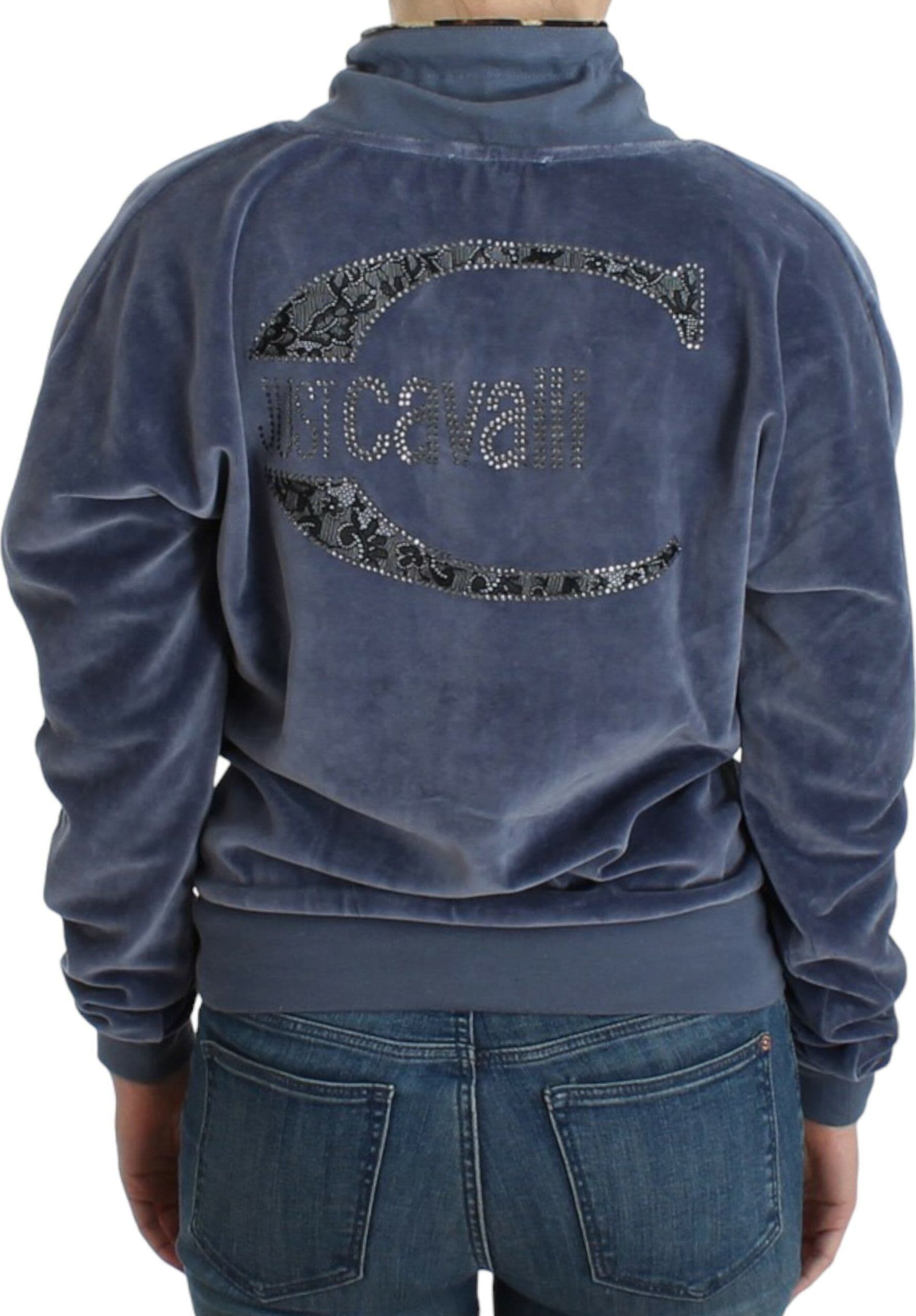 Blue velvet cotton sweater - 3
