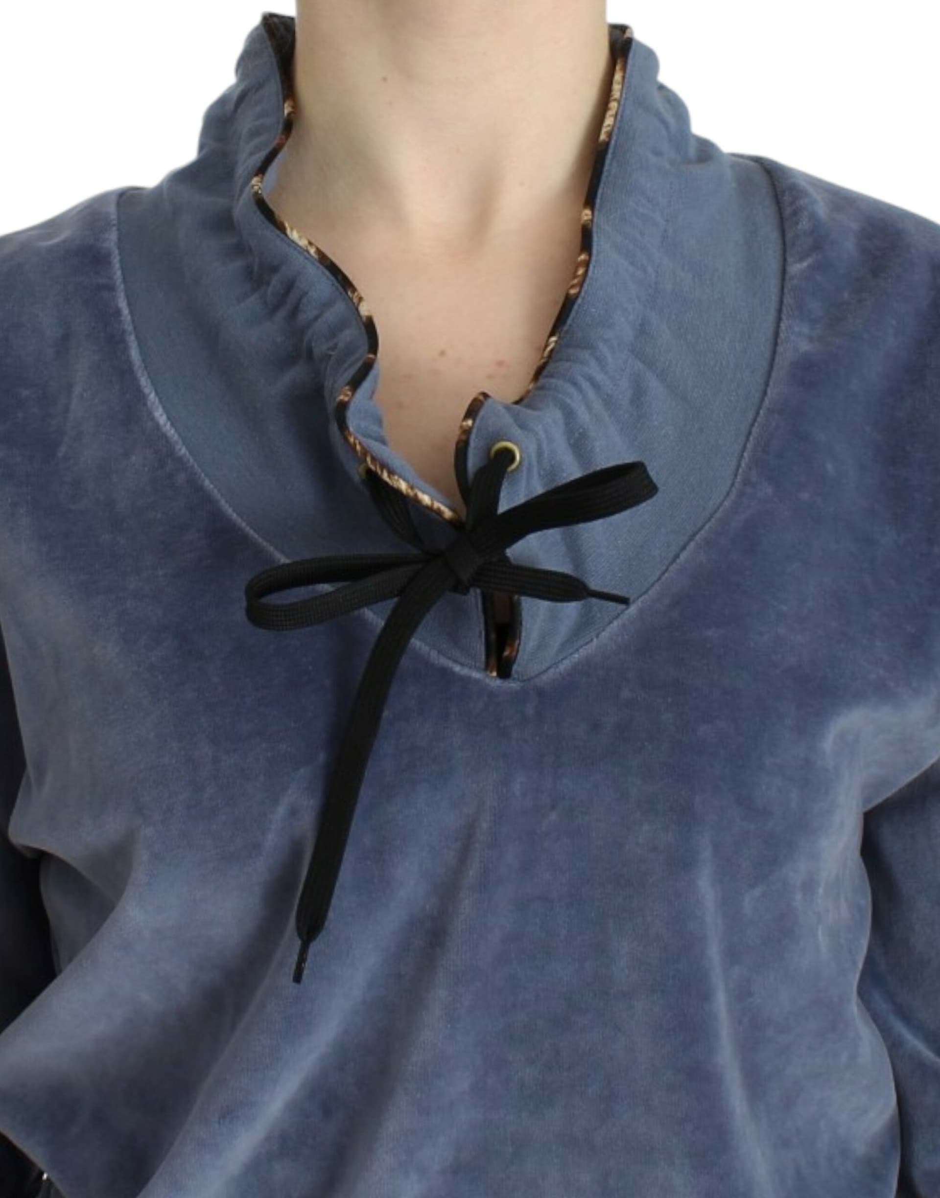 Blue velvet cotton sweater - 5
