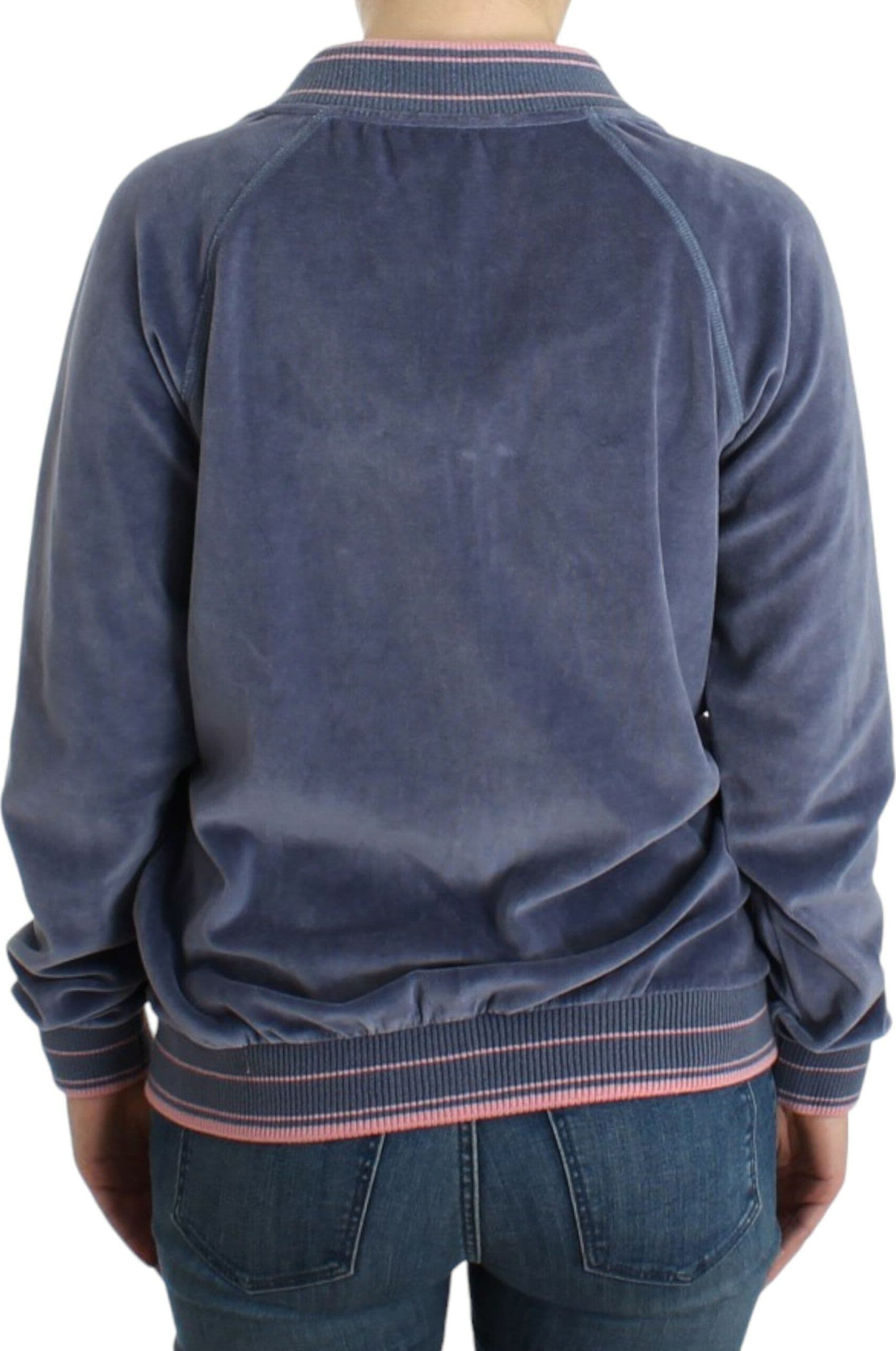 Blue velvet zipup sweater - 3