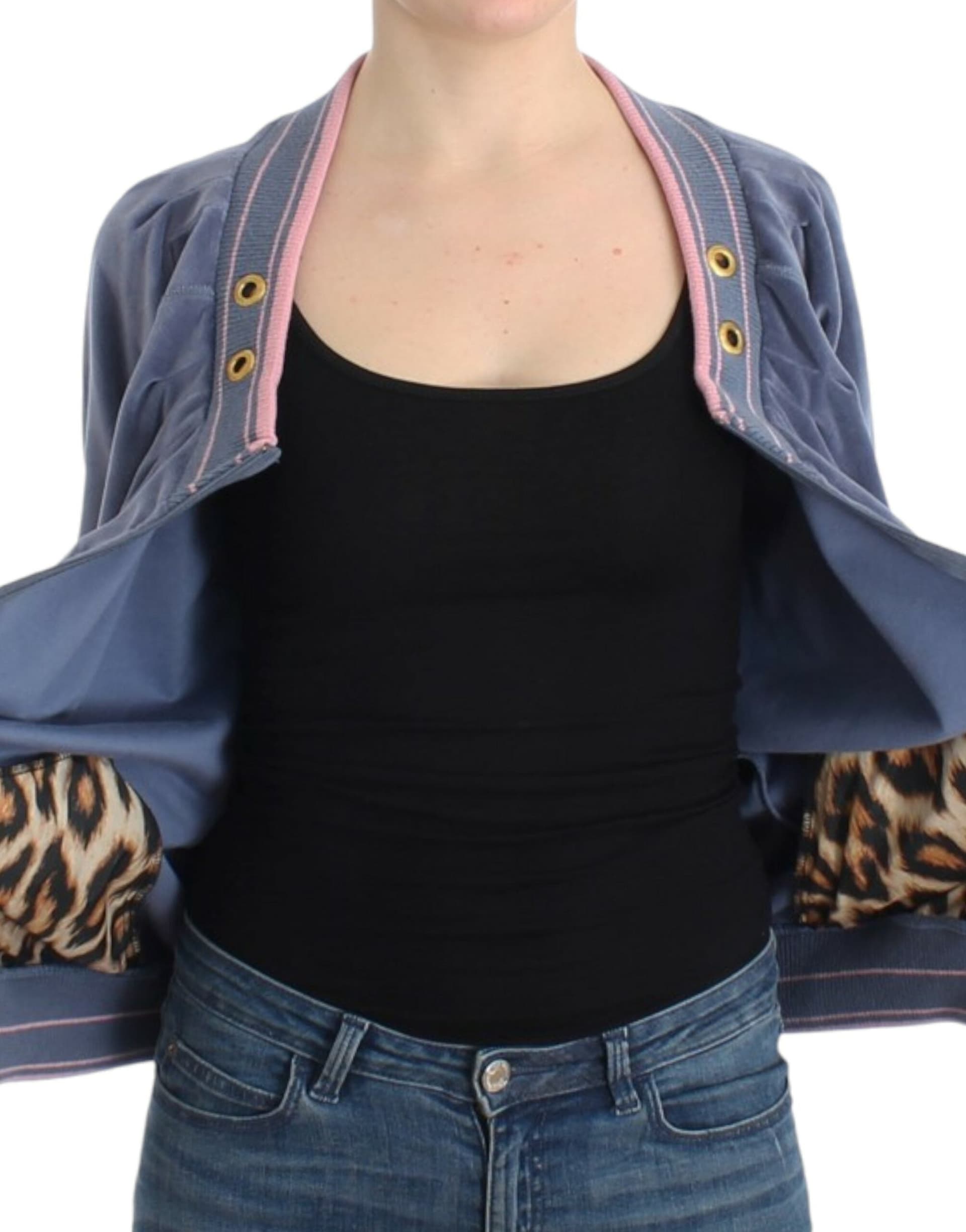 Blue velvet zipup sweater - 7