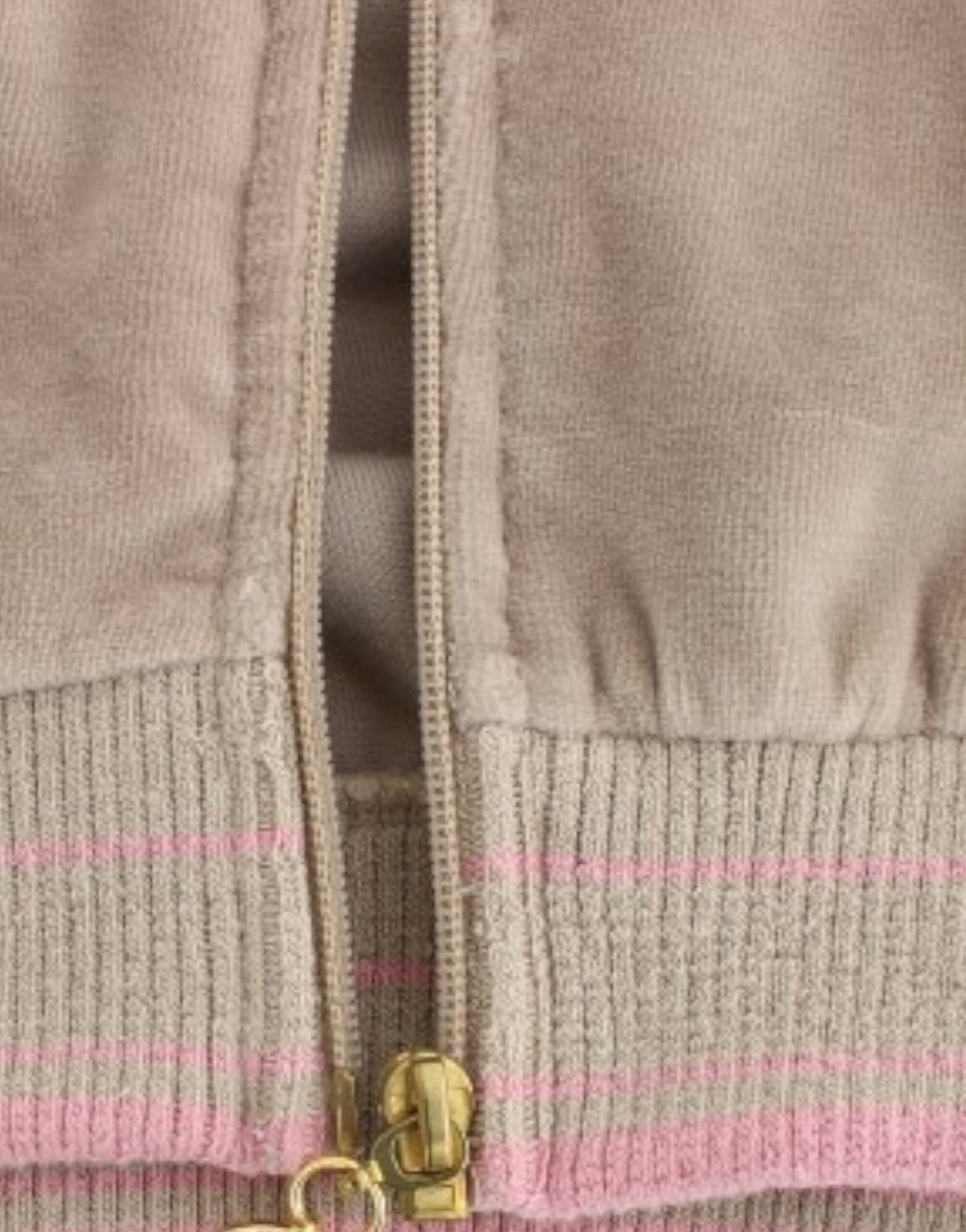 Beige velvet zipup sweater - 6