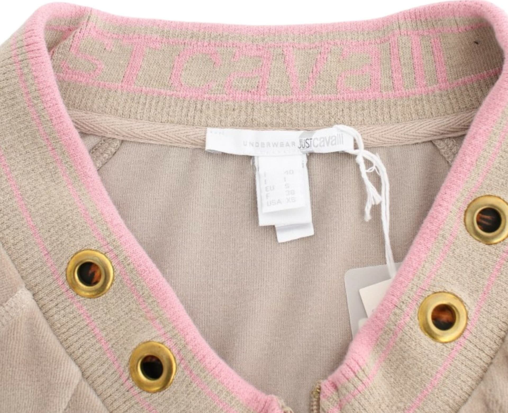 Beige velvet zipup sweater - 7