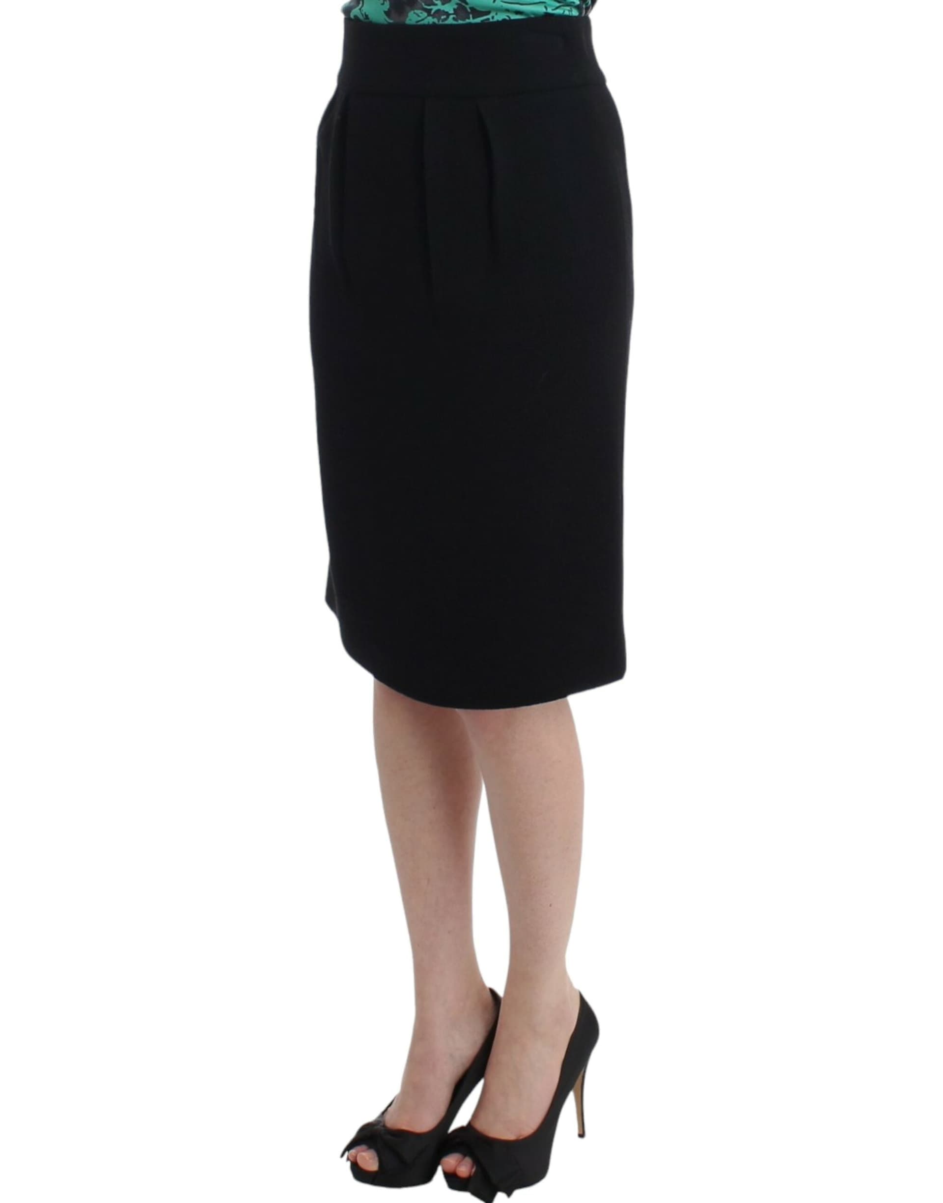 Black wool pencil skirt - 2