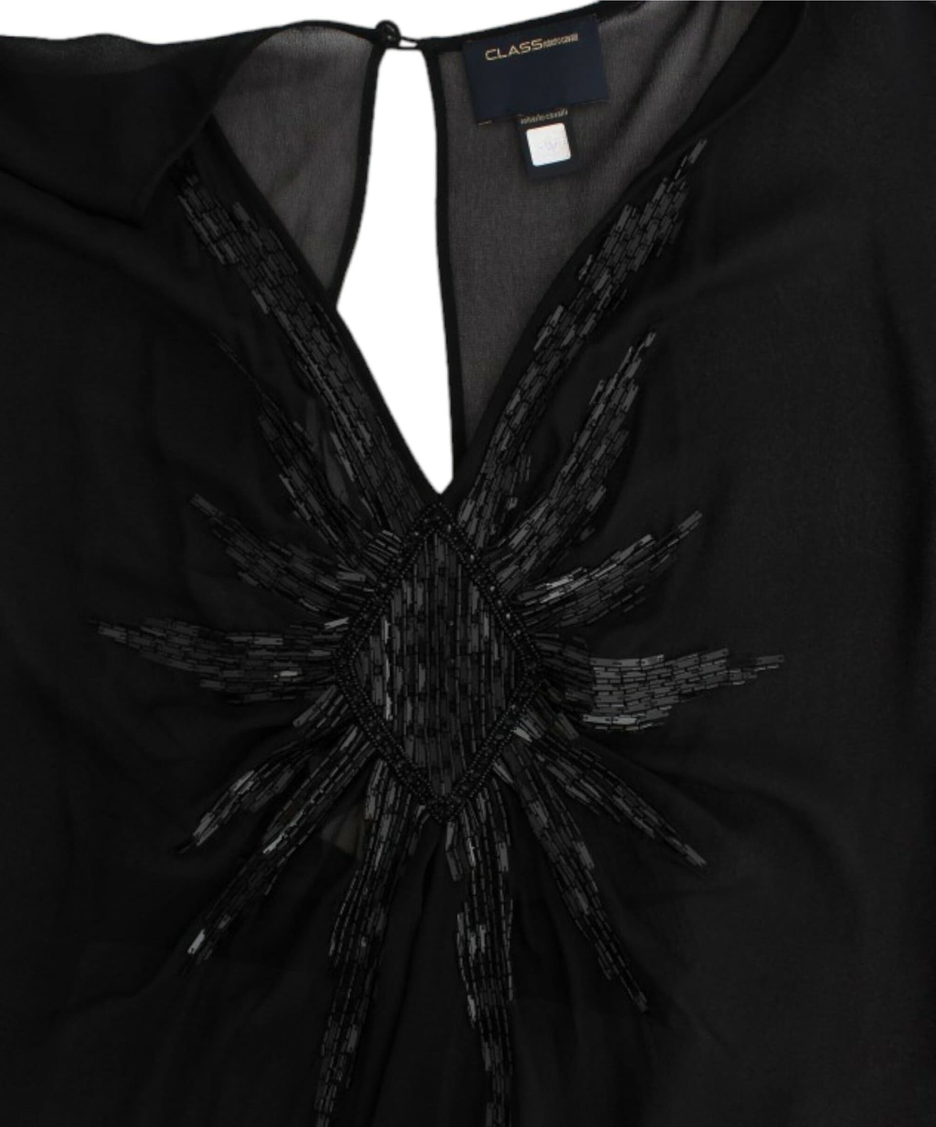 Black long sleeve silk dress - 7