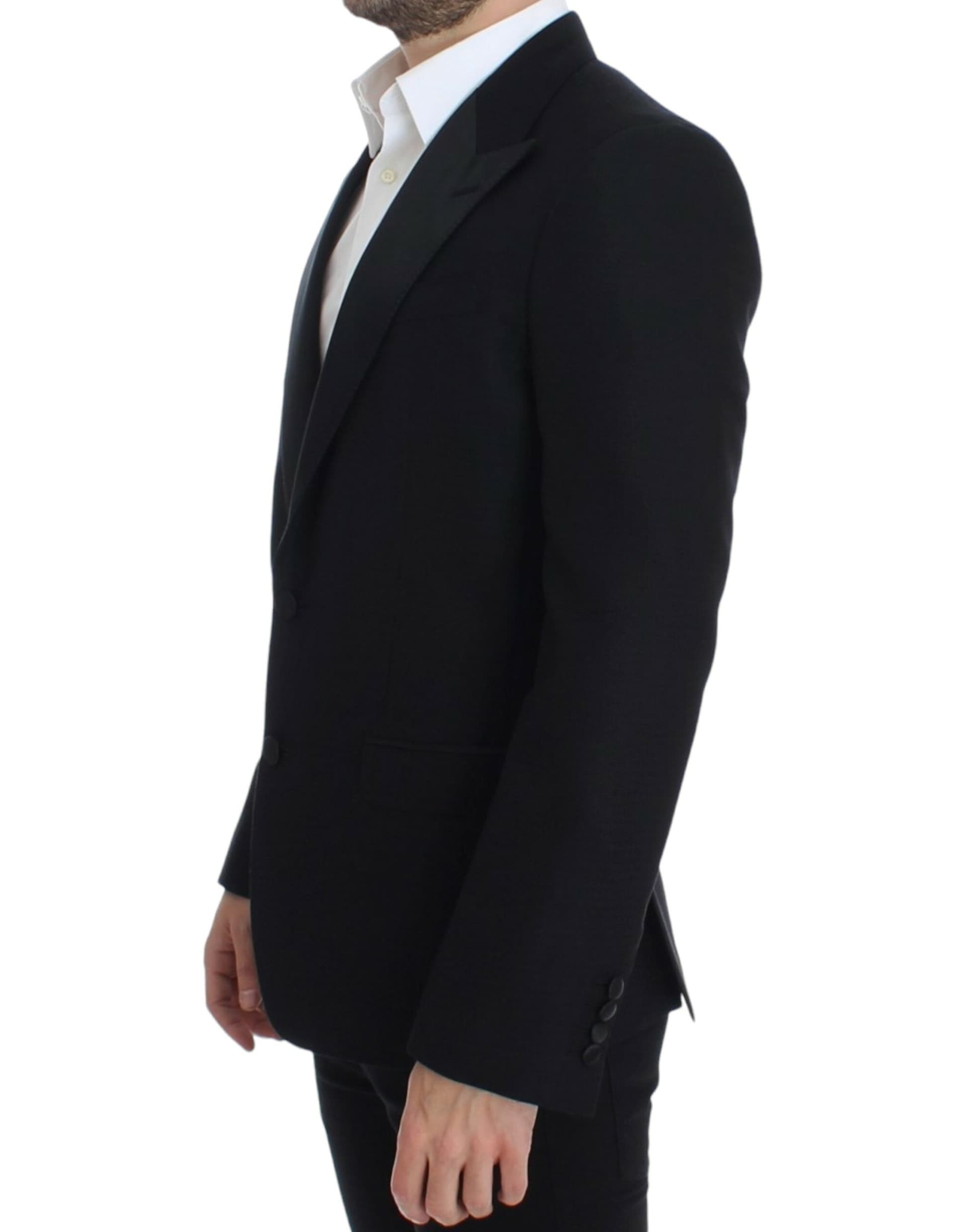 Black wool silk SICILIA blazer - 2
