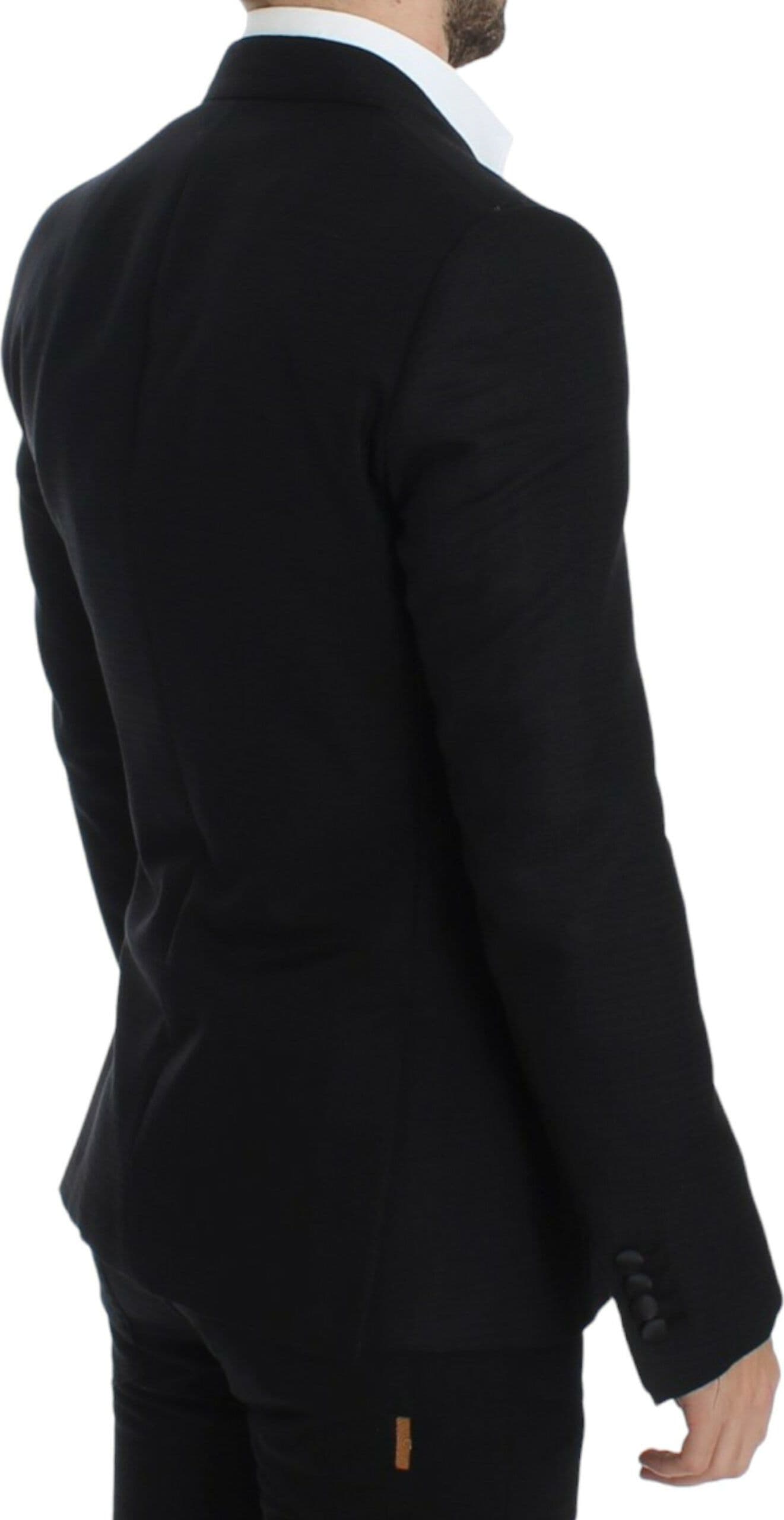 Black wool silk SICILIA blazer - 4