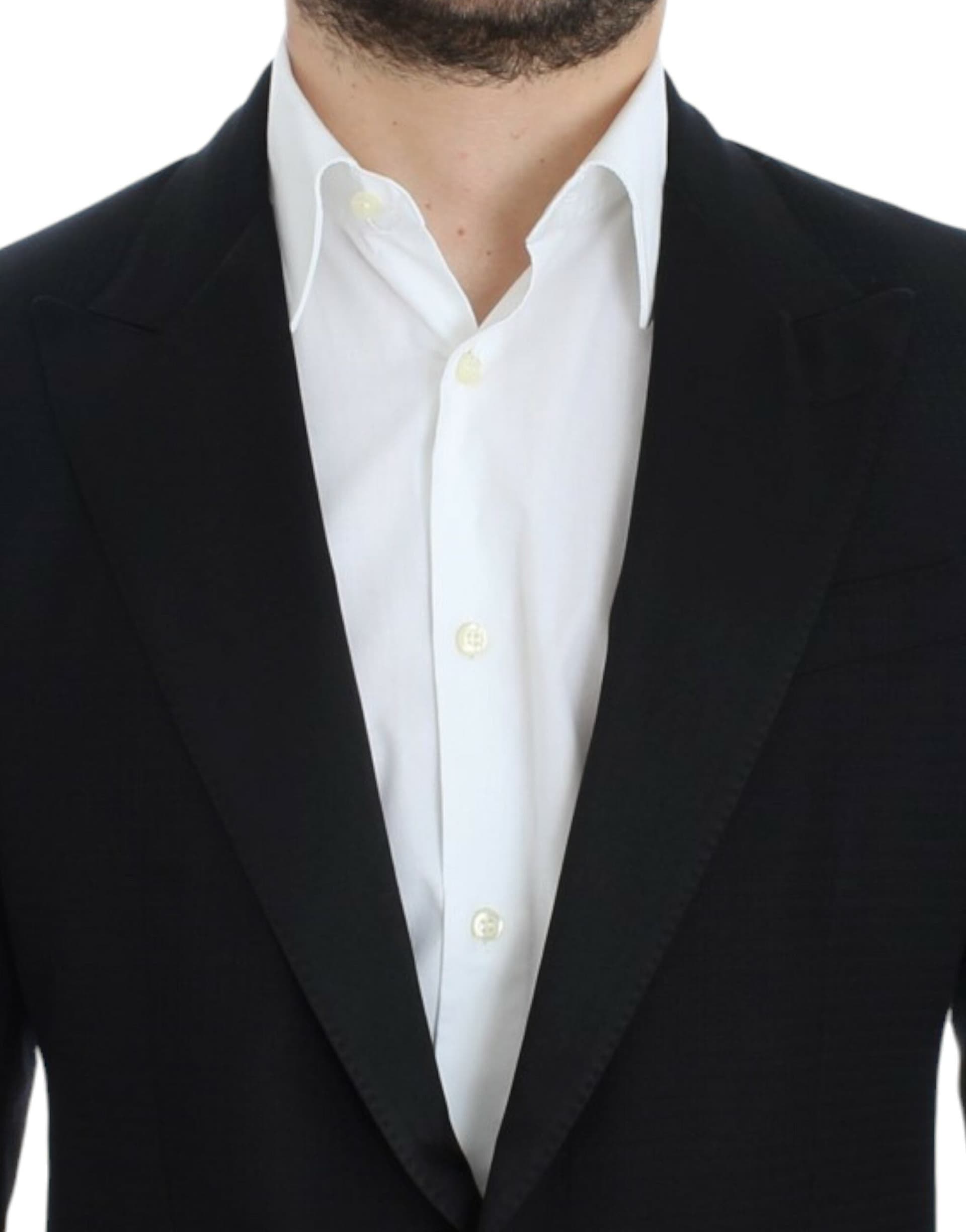 Black wool silk SICILIA blazer - 5