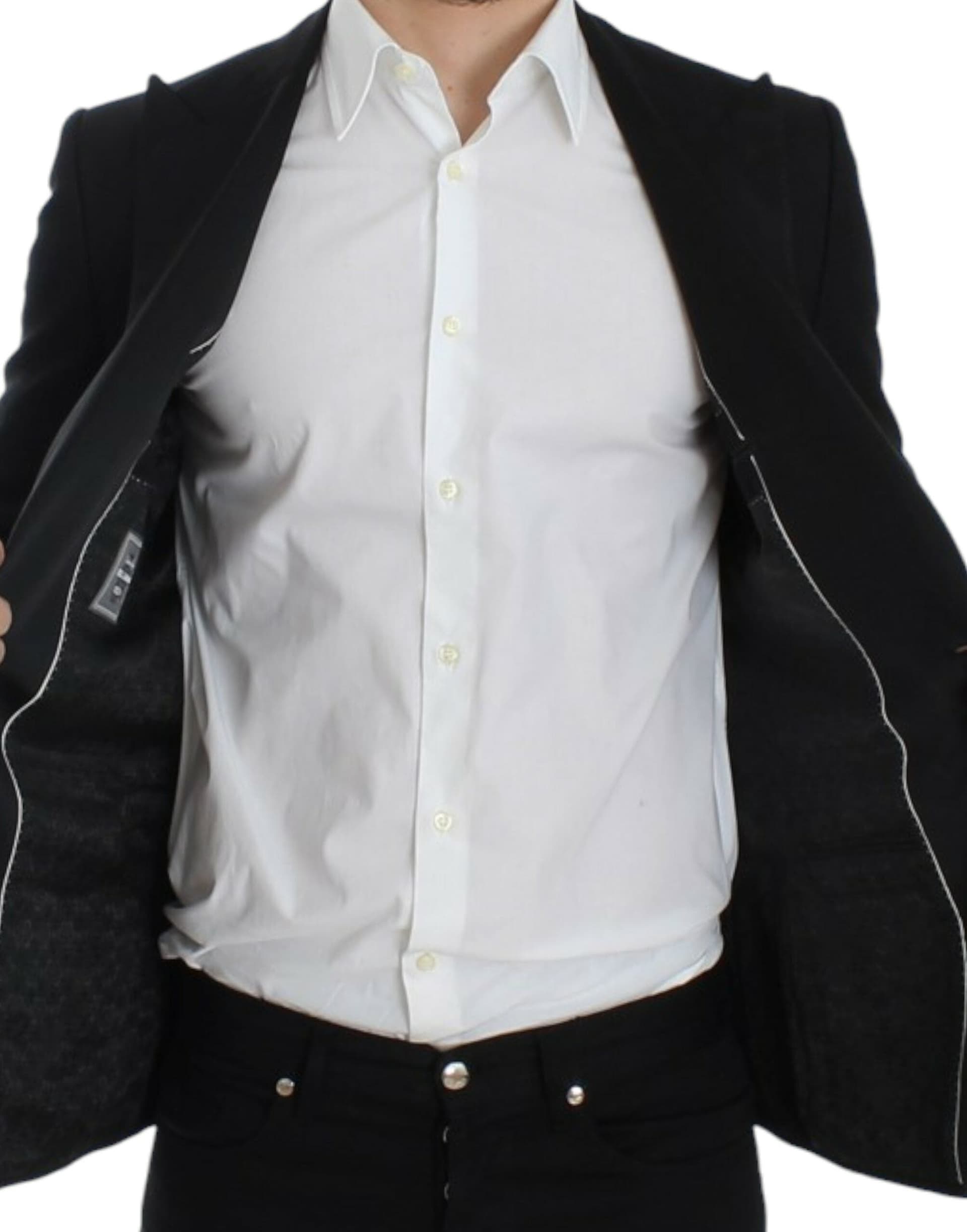 Black wool silk SICILIA blazer - 7