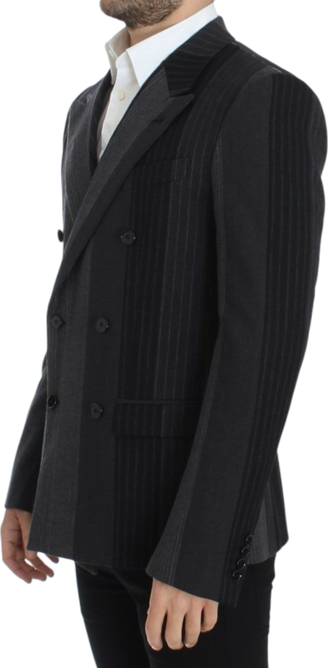Gray striped wool stretch blazer - 2