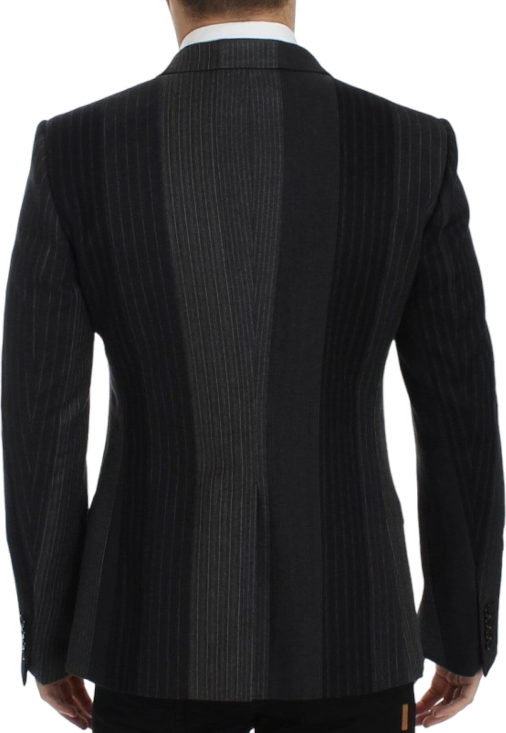 Gray striped wool stretch blazer - 3