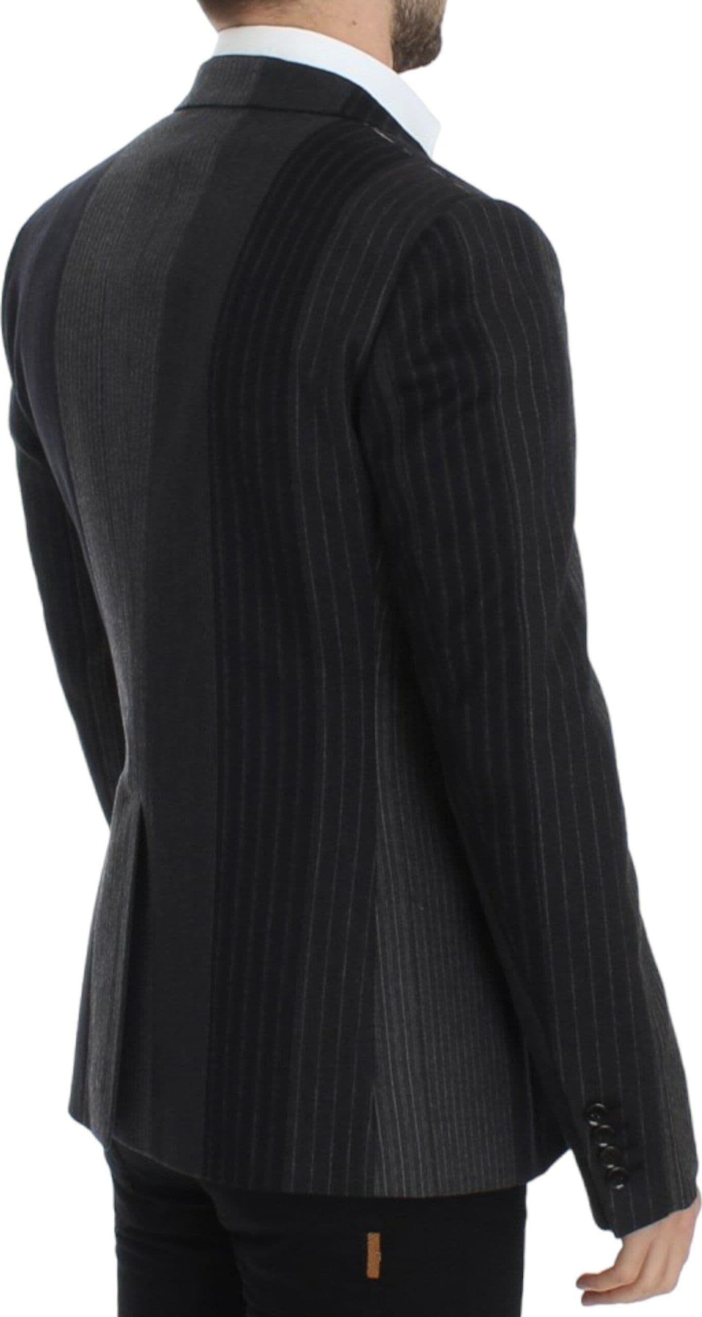 Gray striped wool stretch blazer - 4