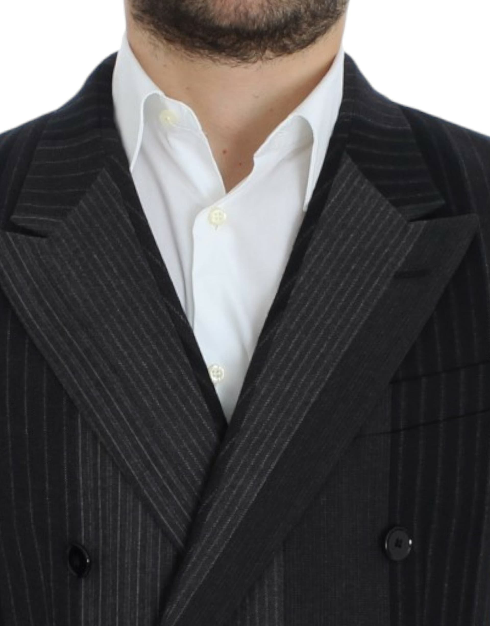 Gray striped wool stretch blazer - 5