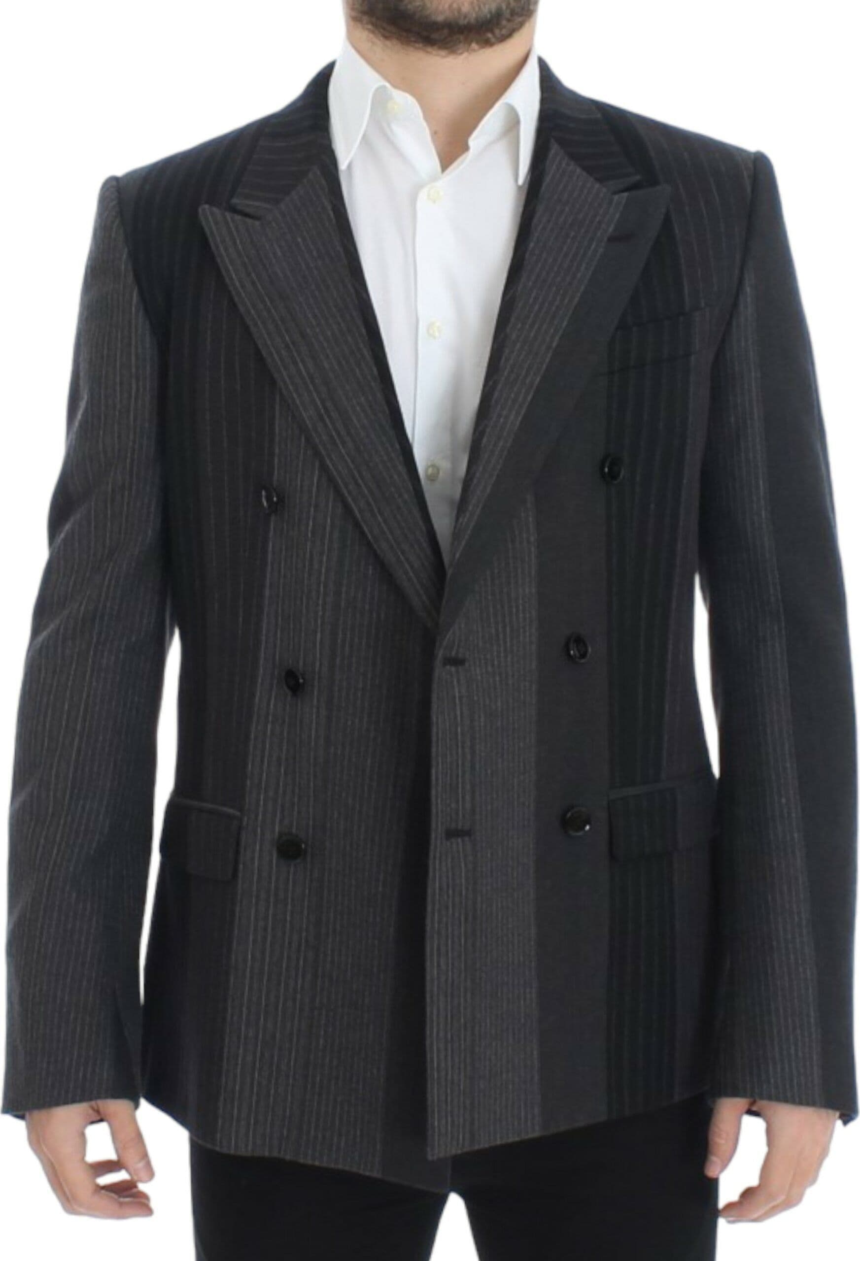 Gray striped wool stretch blazer - 6