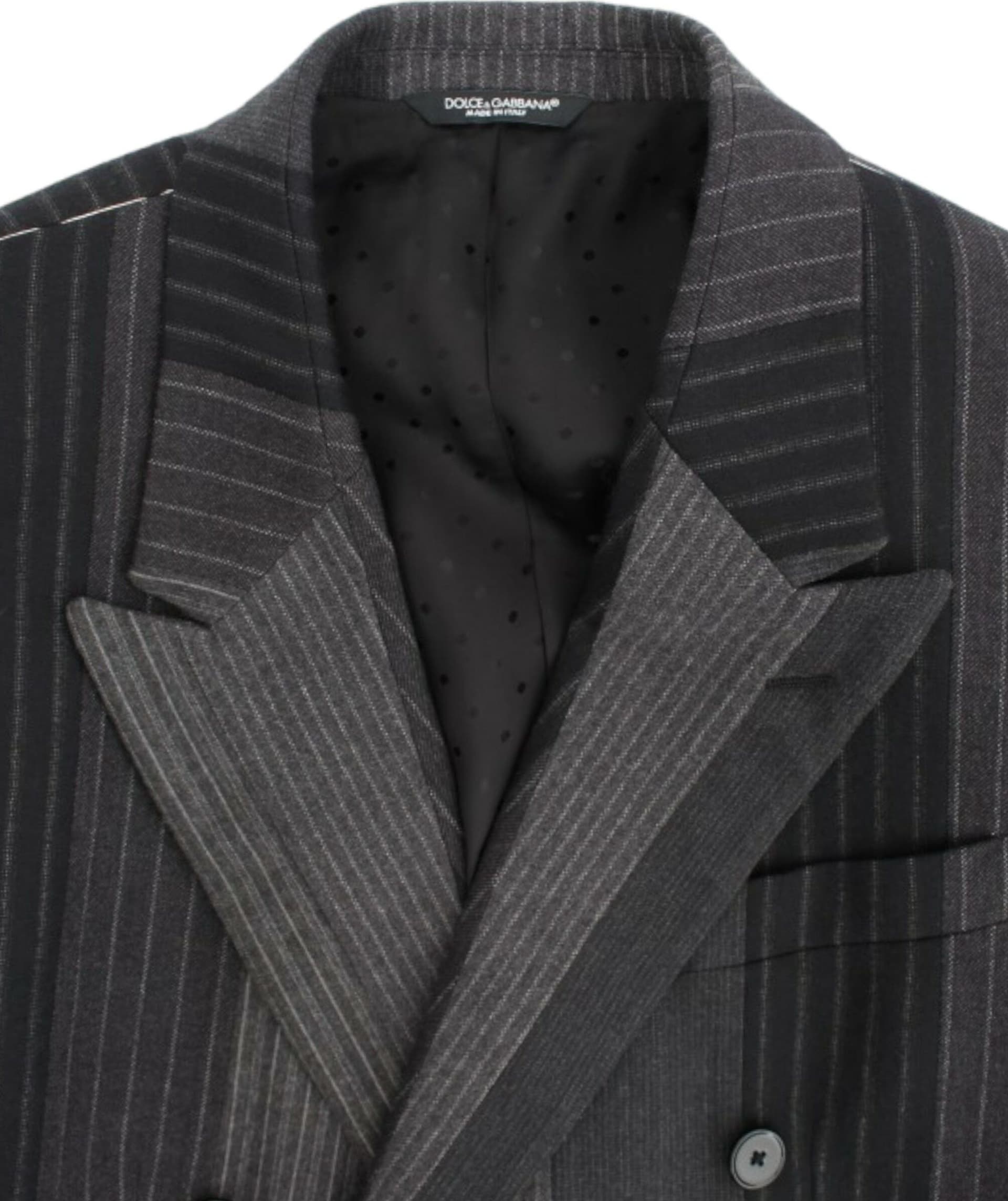Gray striped wool stretch blazer - 8
