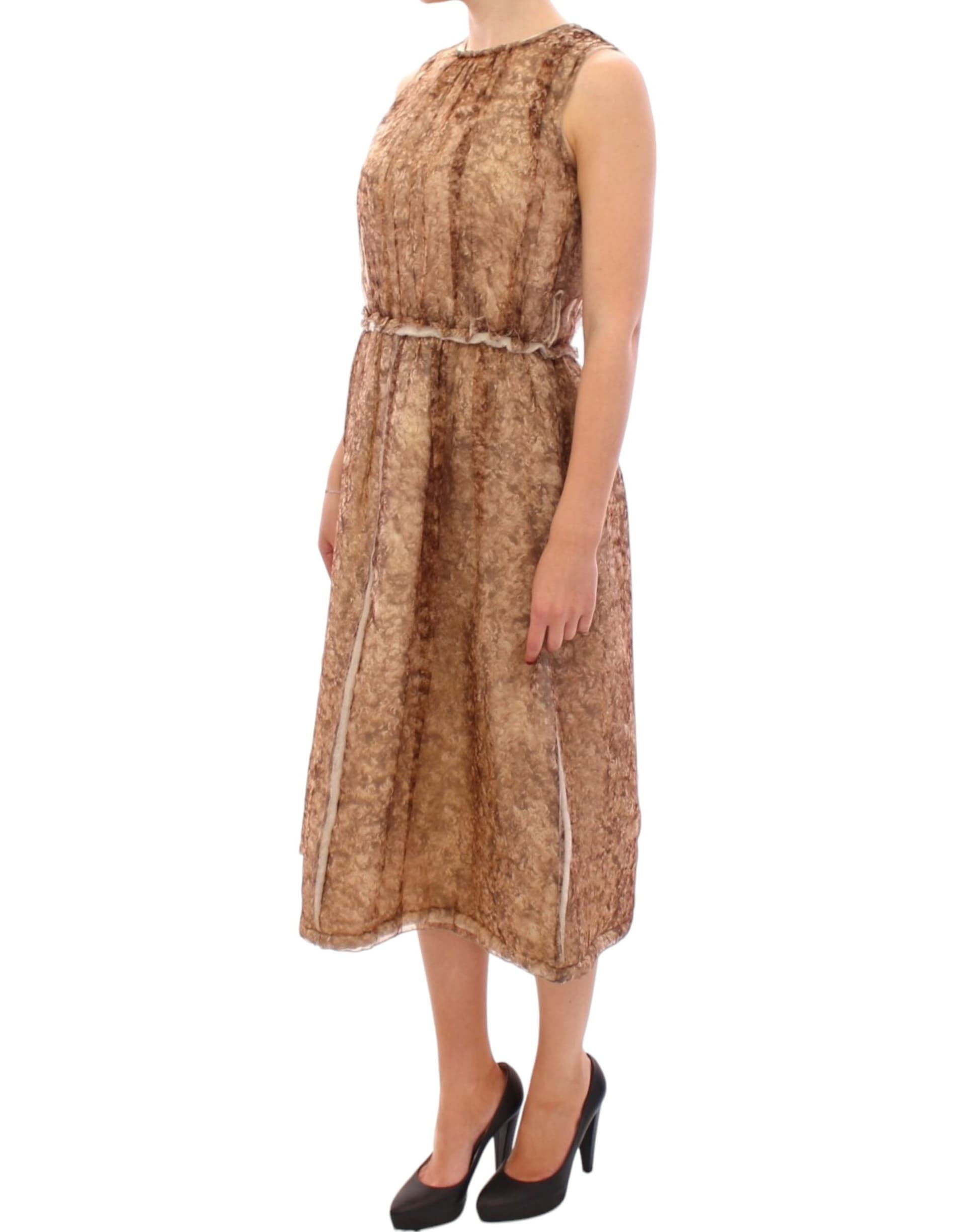 Brown sleeveless silk dress - 2