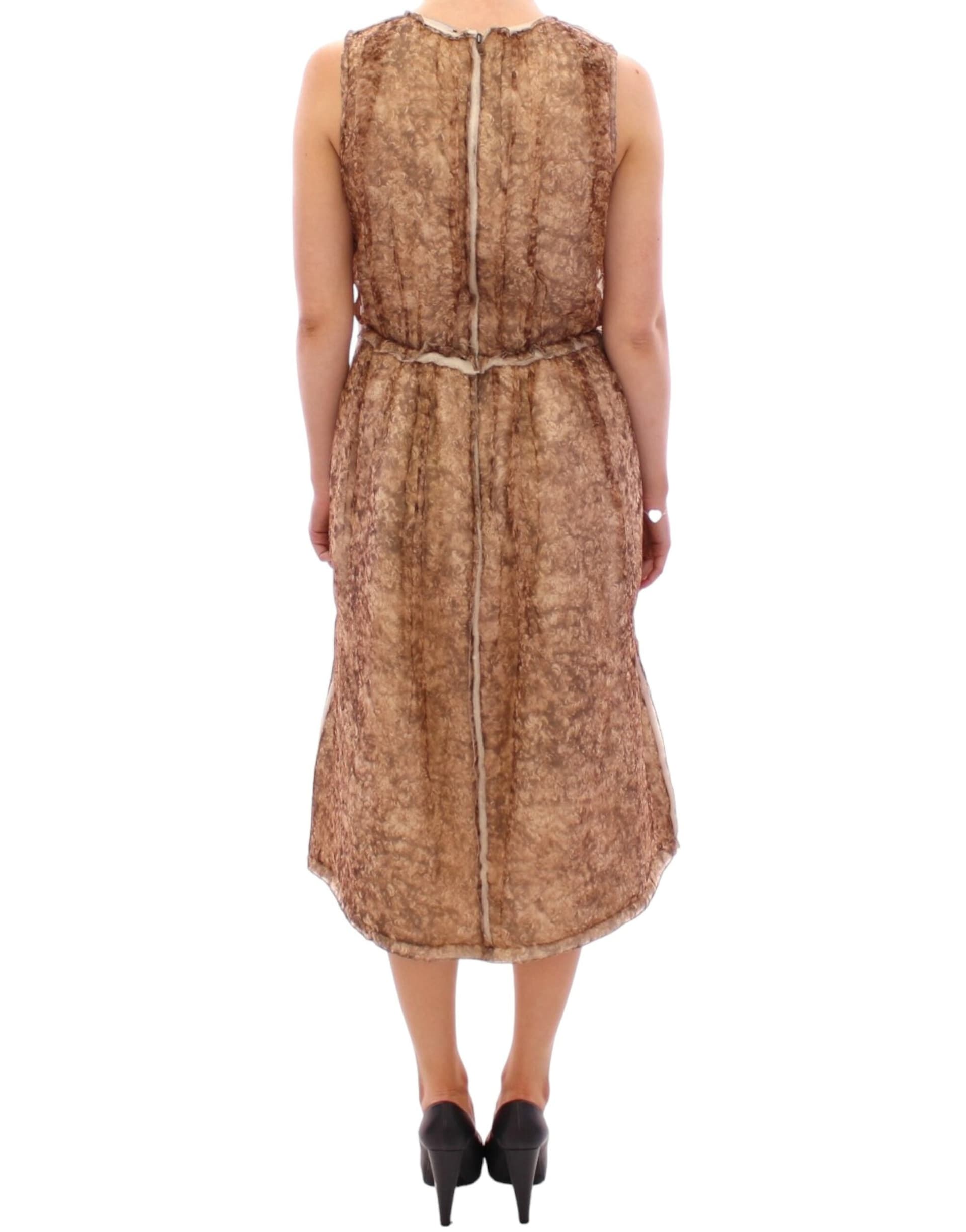 Brown sleeveless silk dress - 3