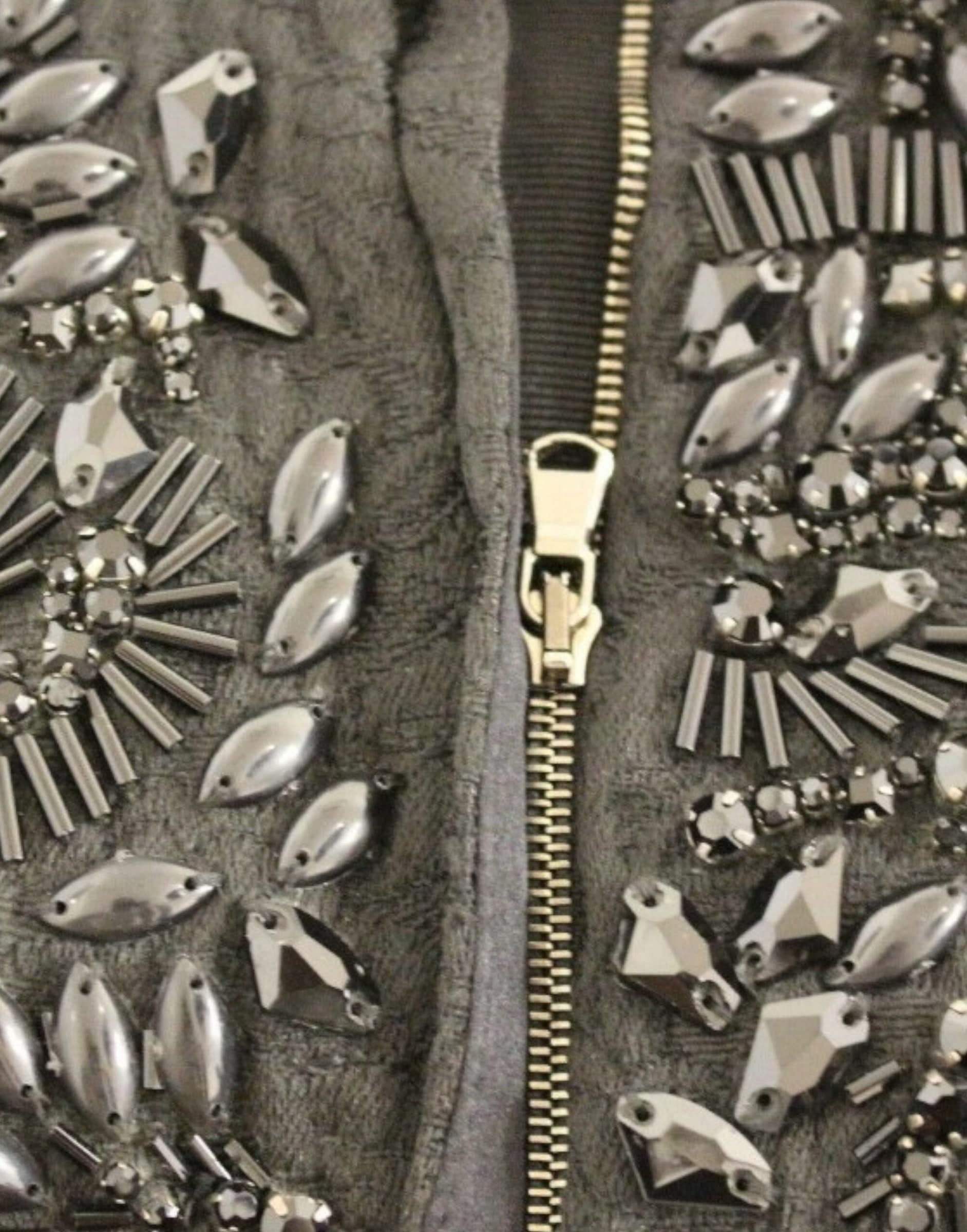 Black floral crystal embedded dress - 5