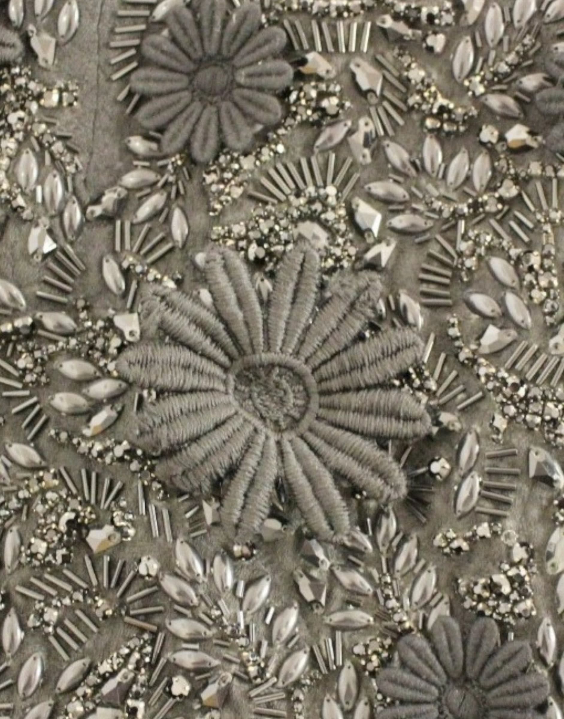 Black floral crystal embedded dress - 6