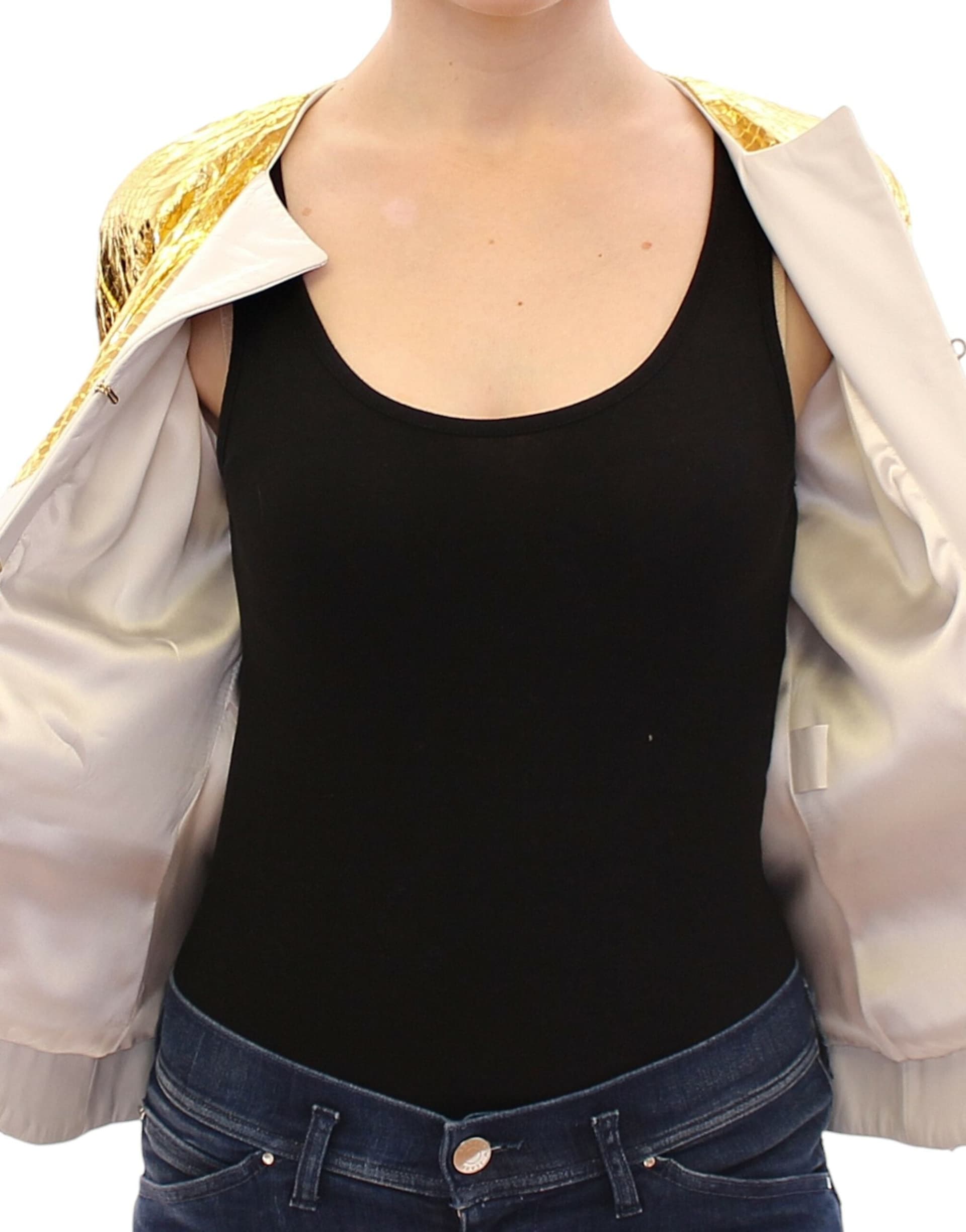White Gold Purple Leather Jacket - 4