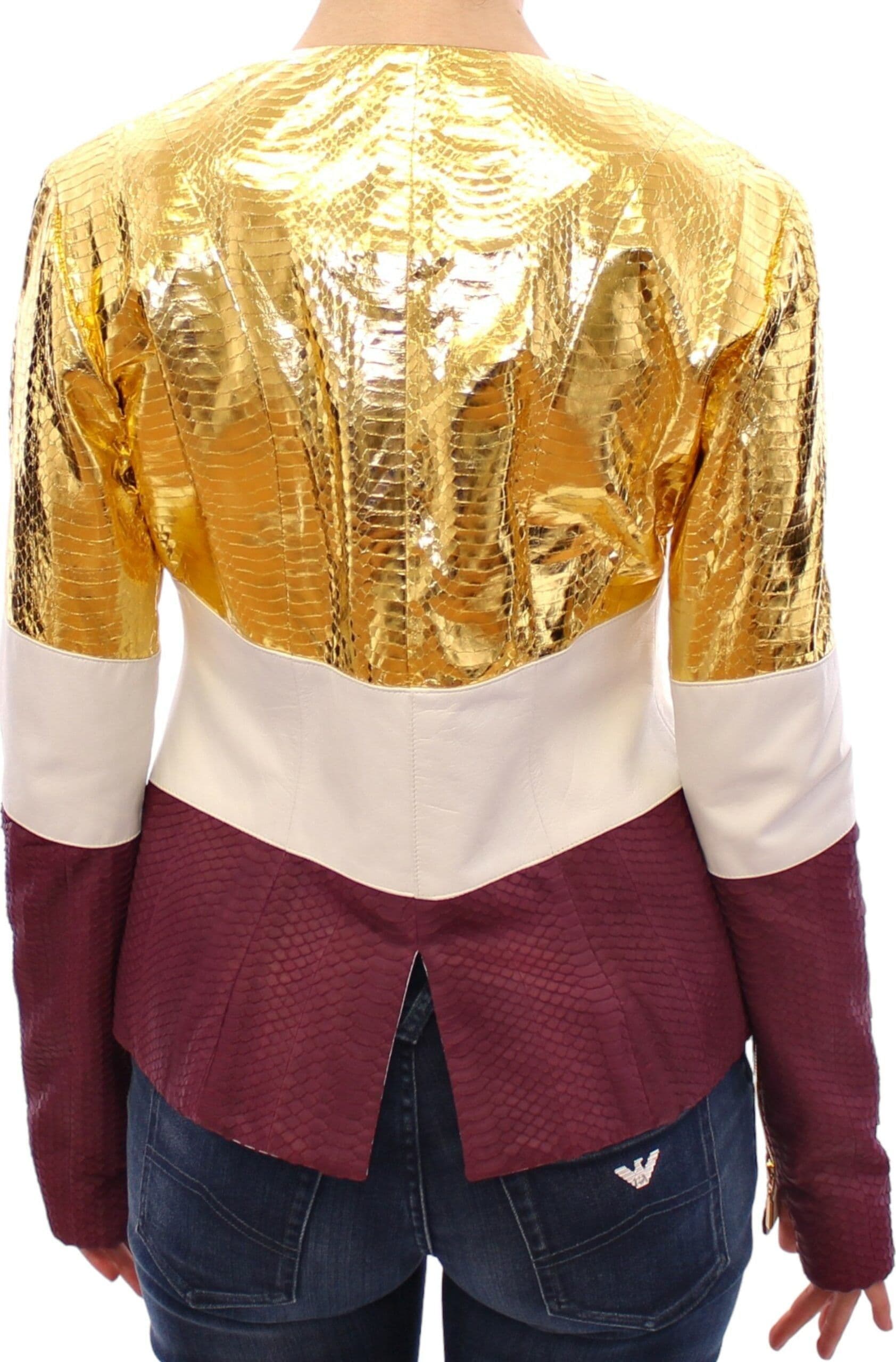 White Gold Purple Leather Jacket - 6