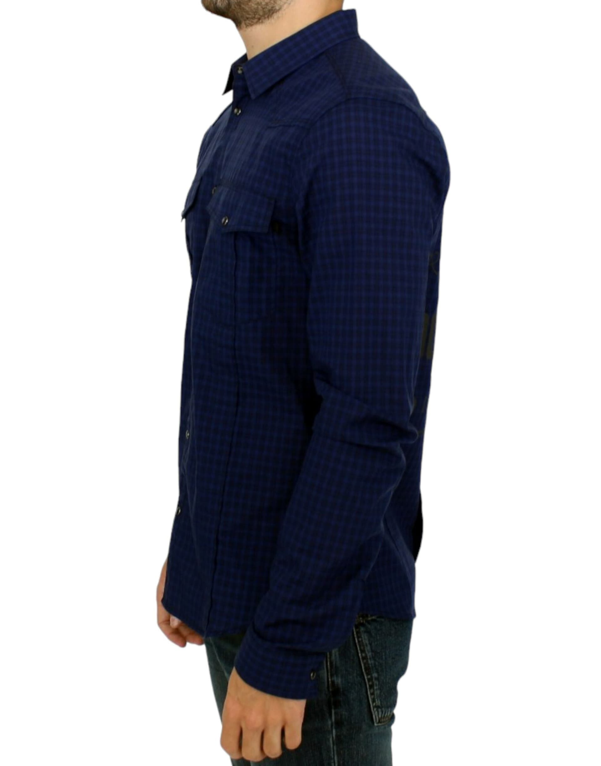 Blue checkered cotton shirt - 8