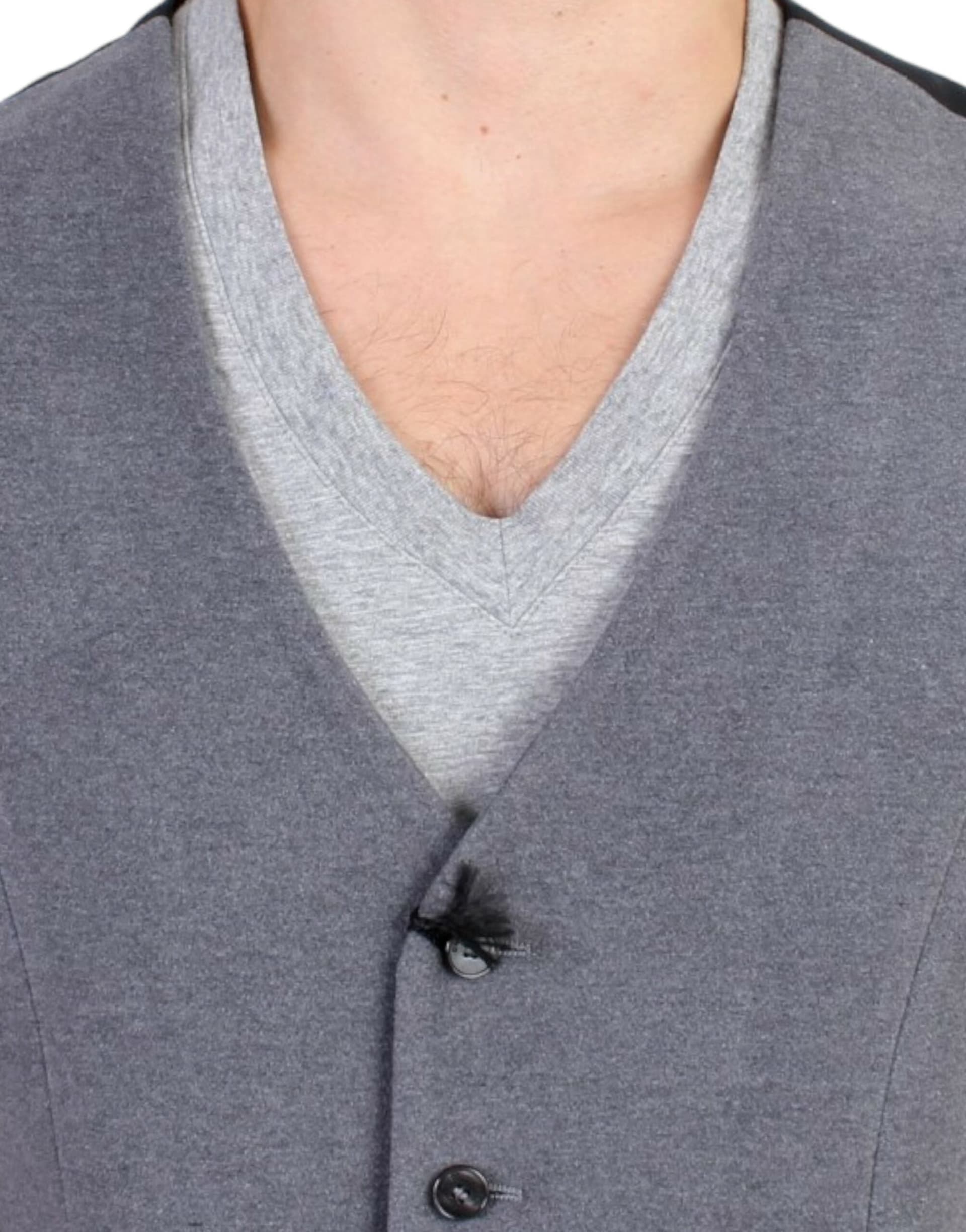 Gray cotton blend casual vest - 4