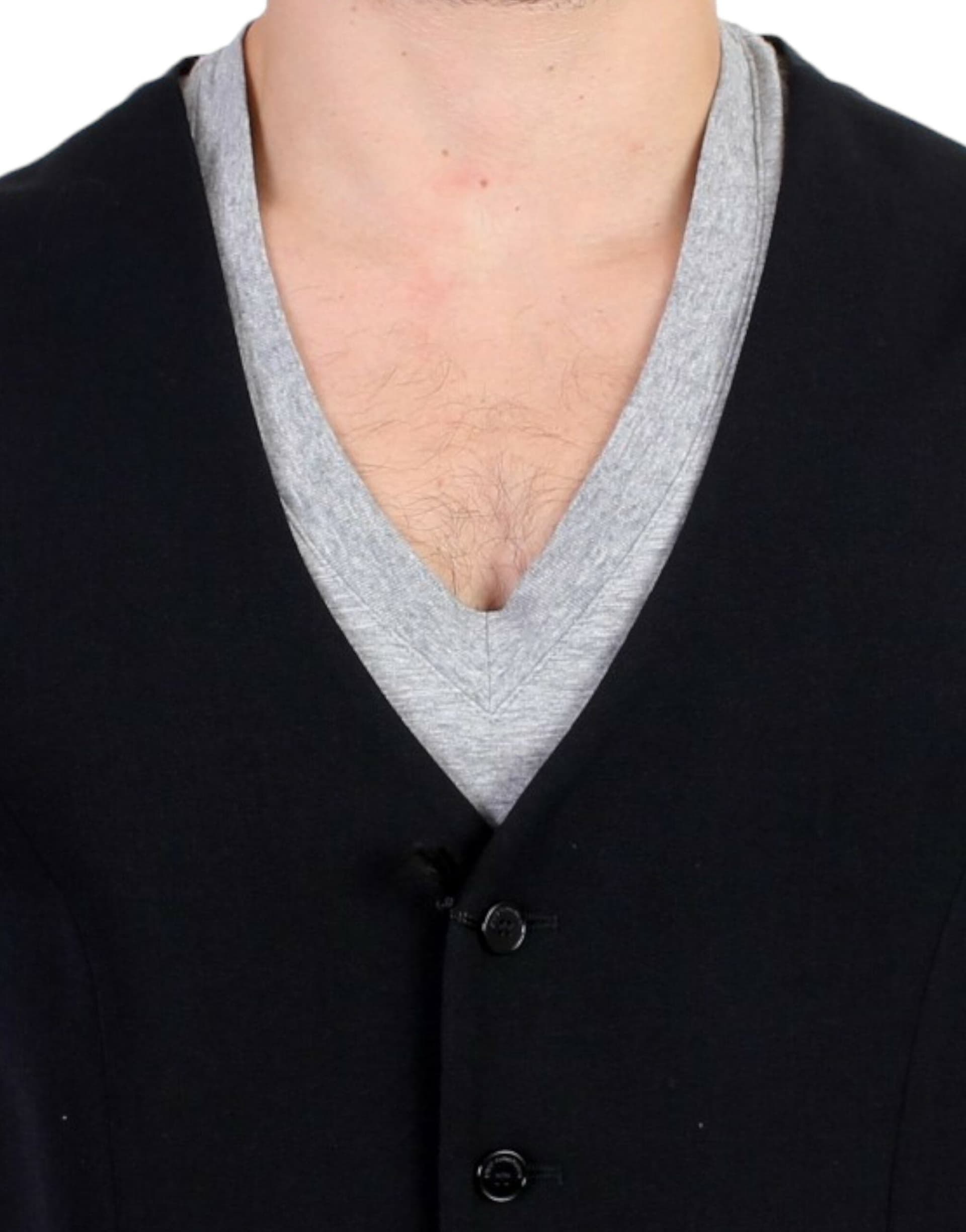 Black wool blend casual vest - 4
