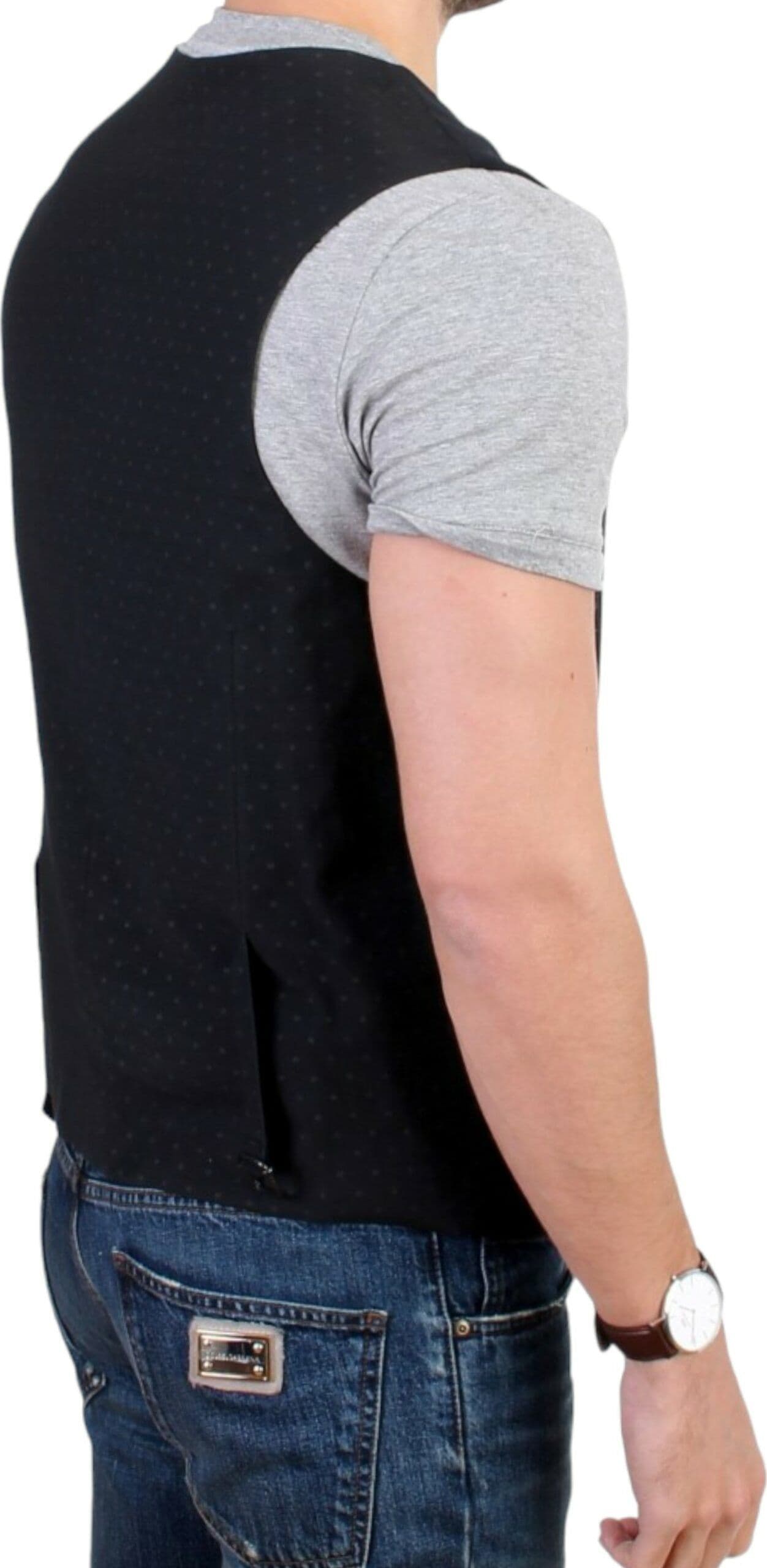 Black wool blend casual vest - 5