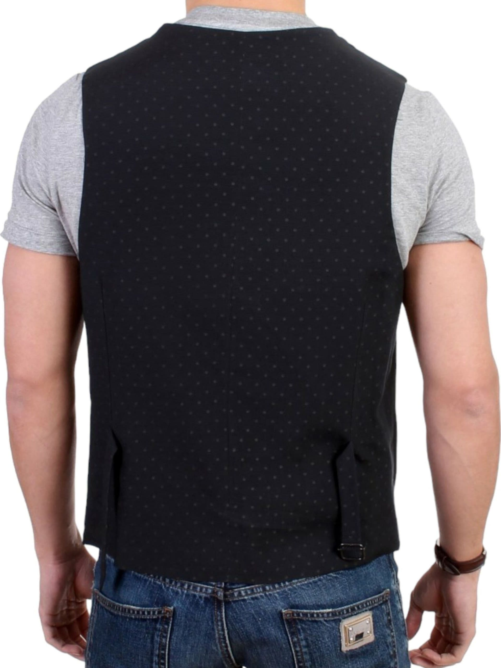 Black wool blend casual vest - 6