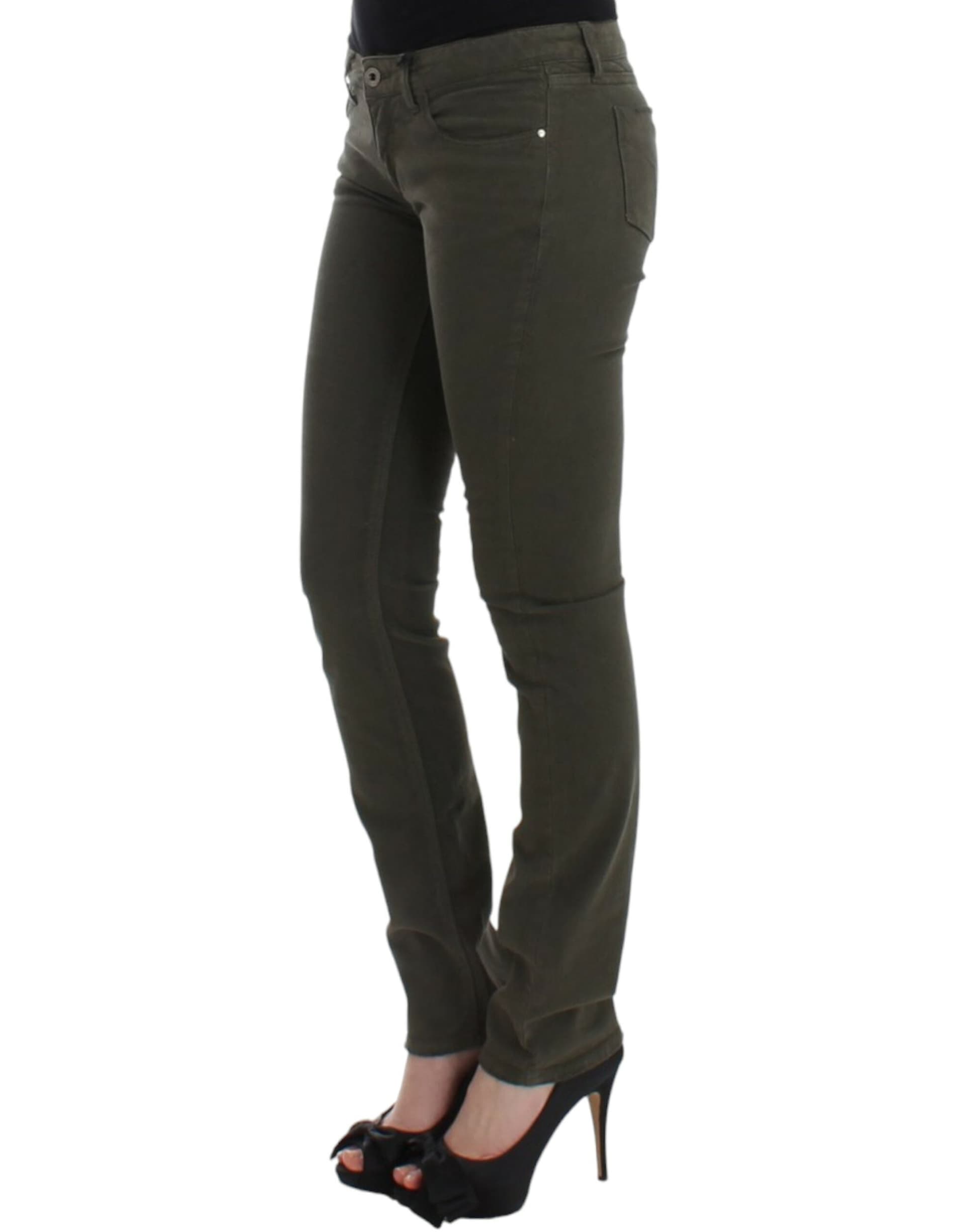 Green slim leg jeans - 7