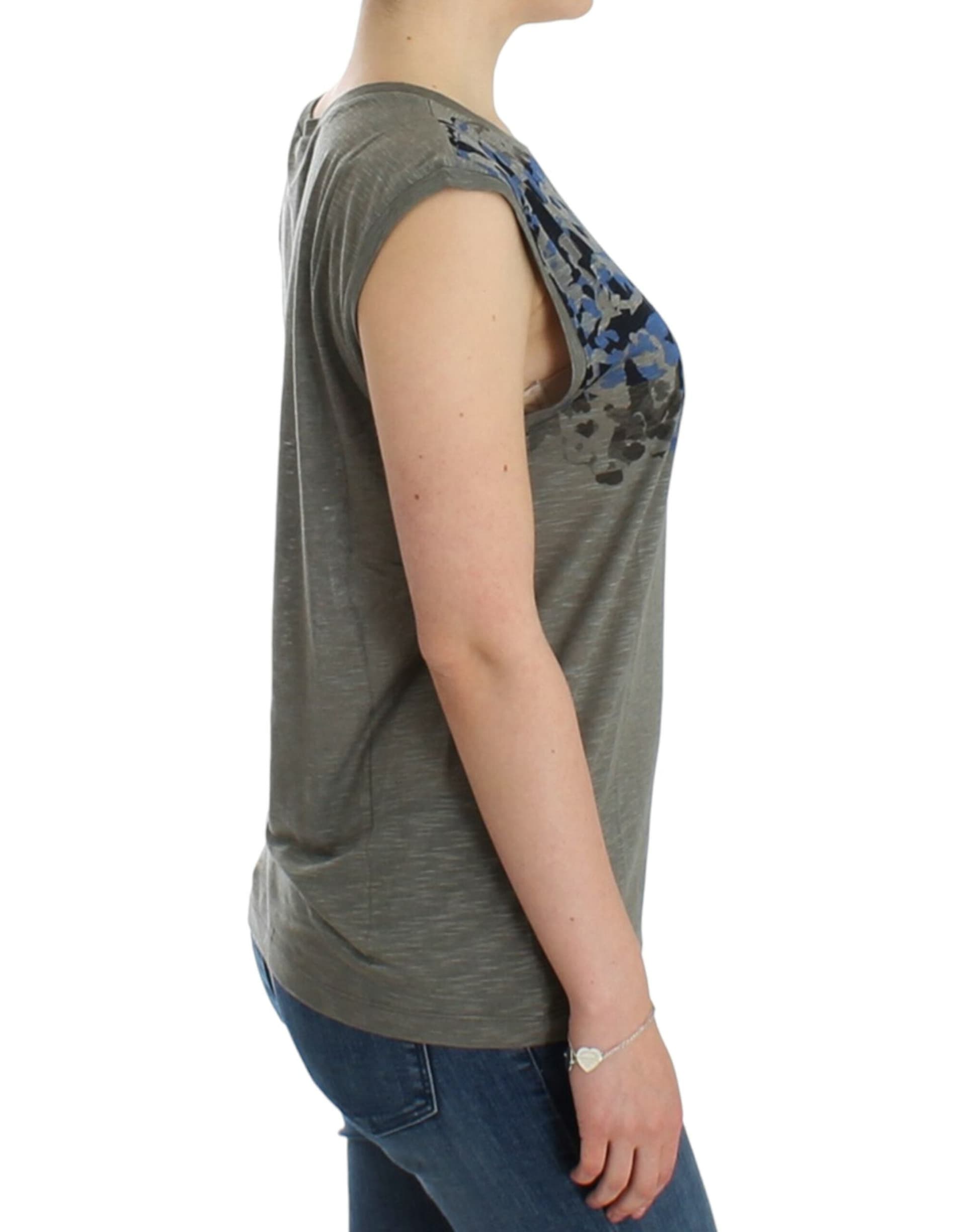 Gray print sleeveless t-shirt - 4