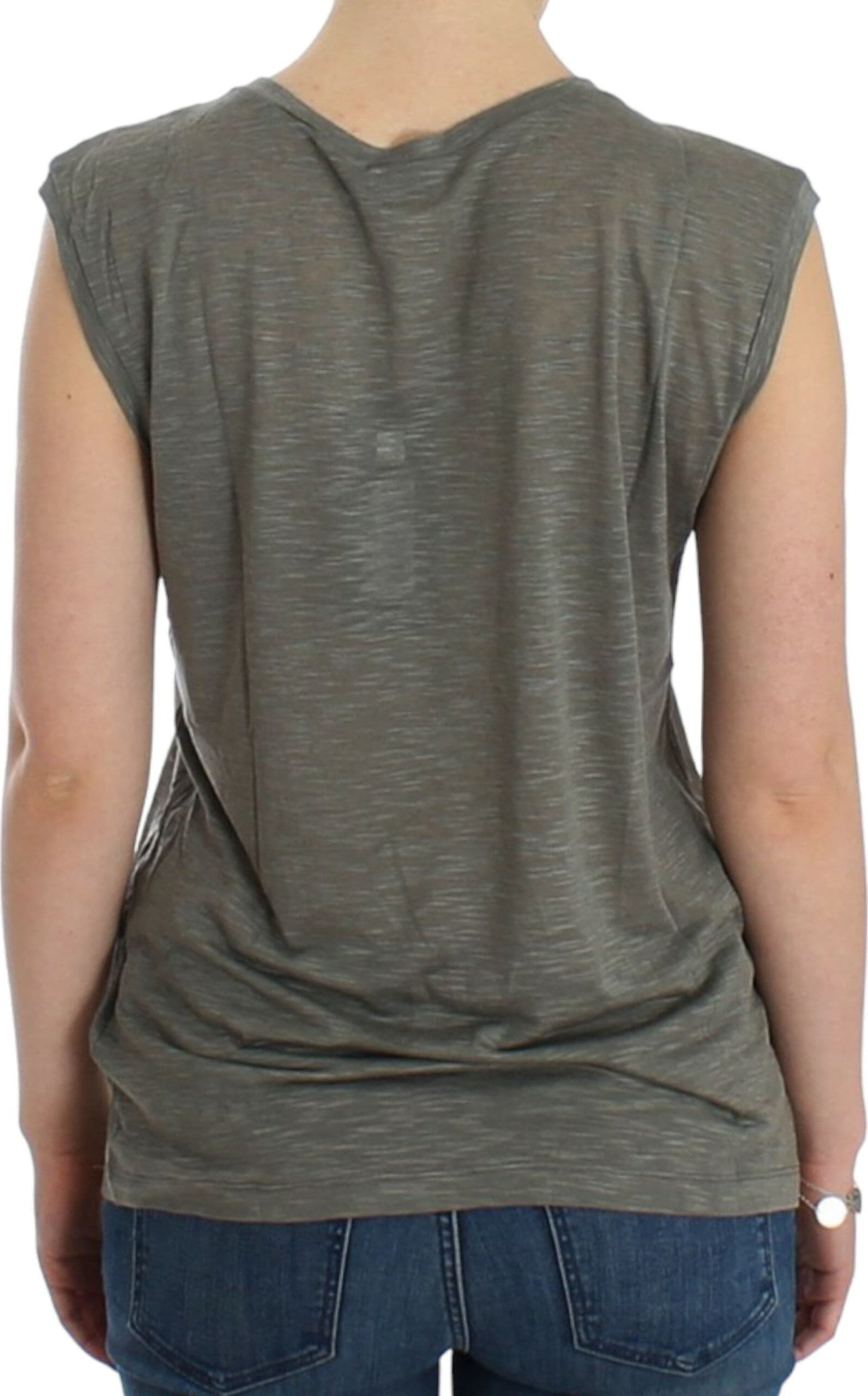 Gray print sleeveless t-shirt - 5