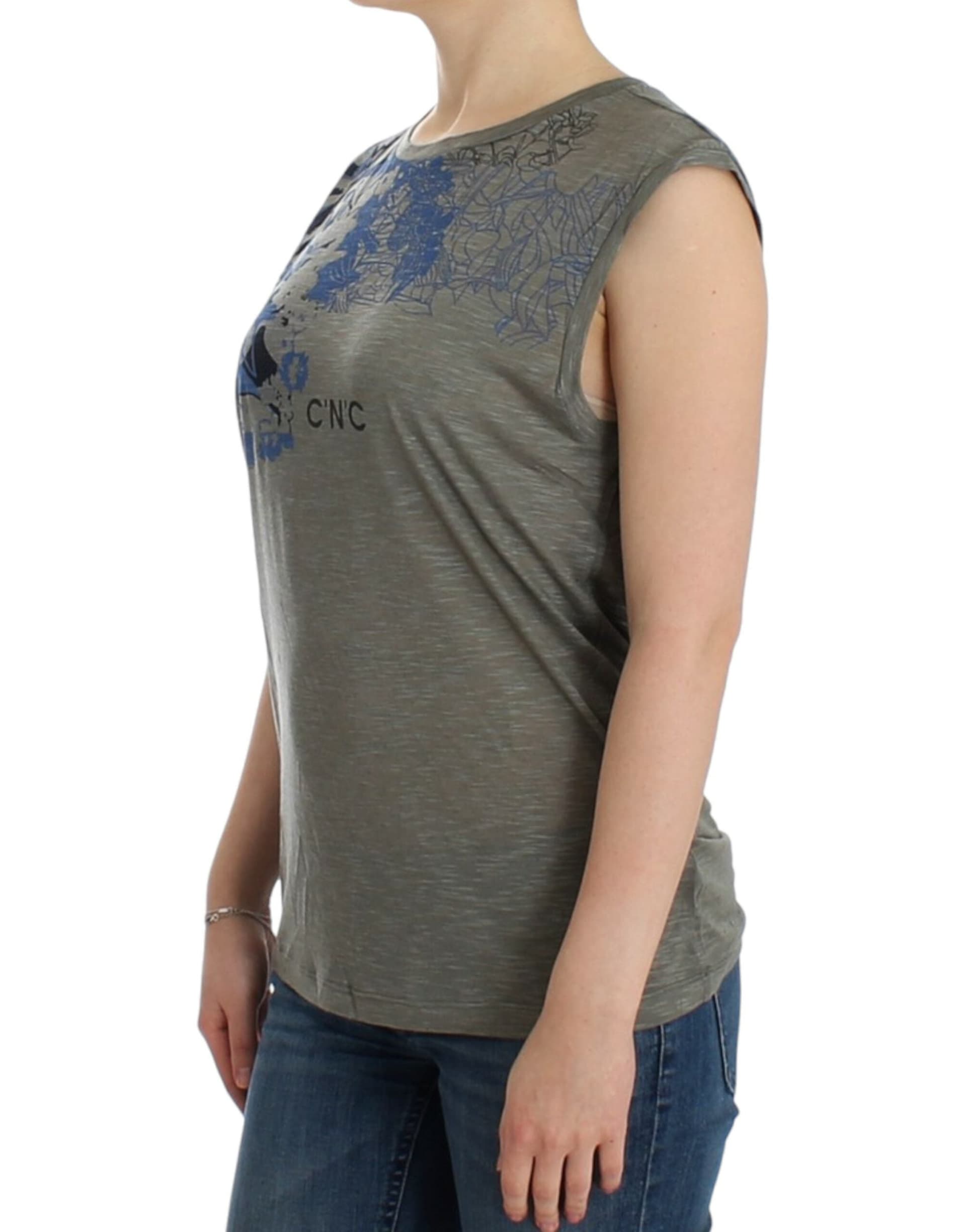 Gray print sleeveless t-shirt - 6