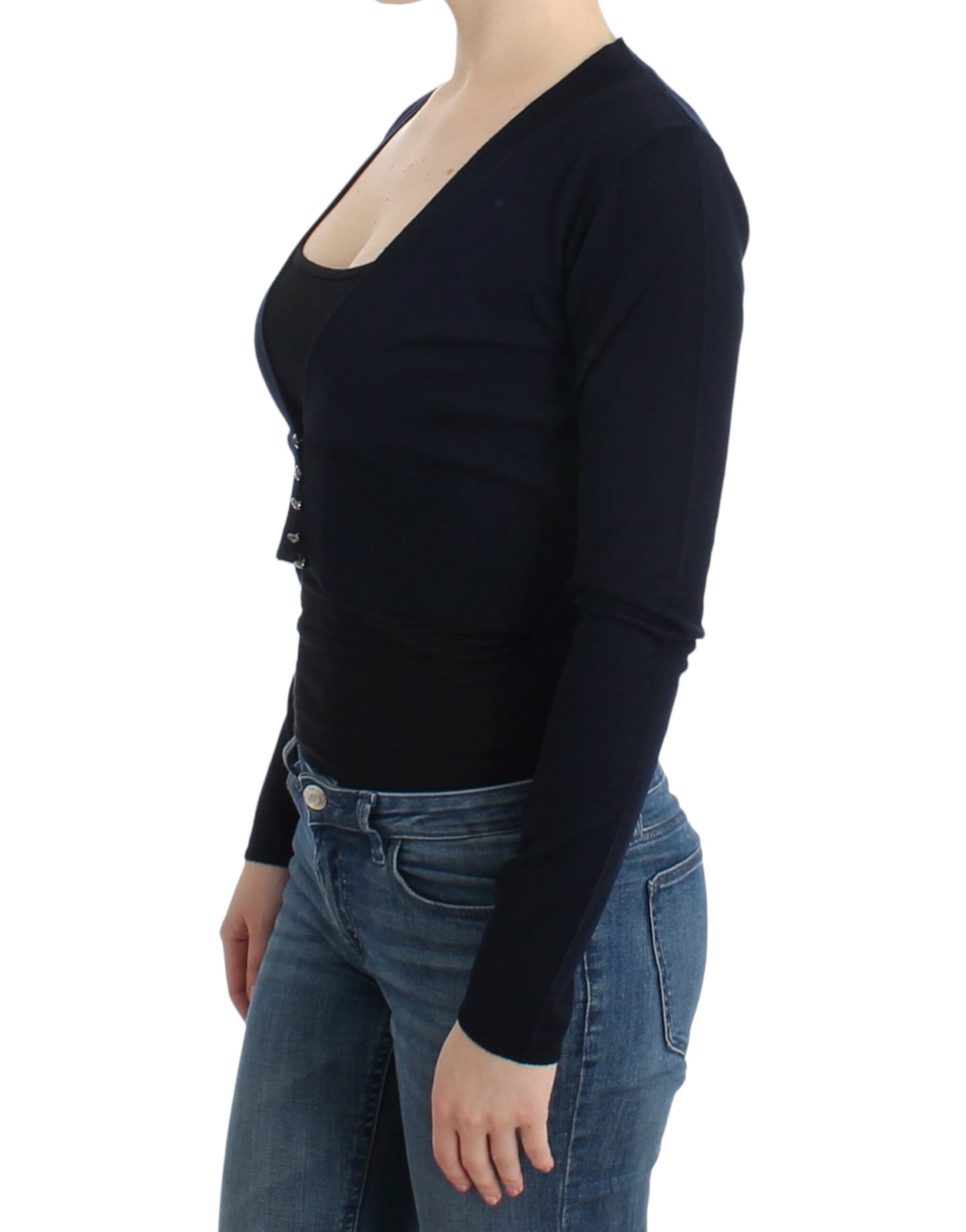 Black cropped wool cardigan - 2