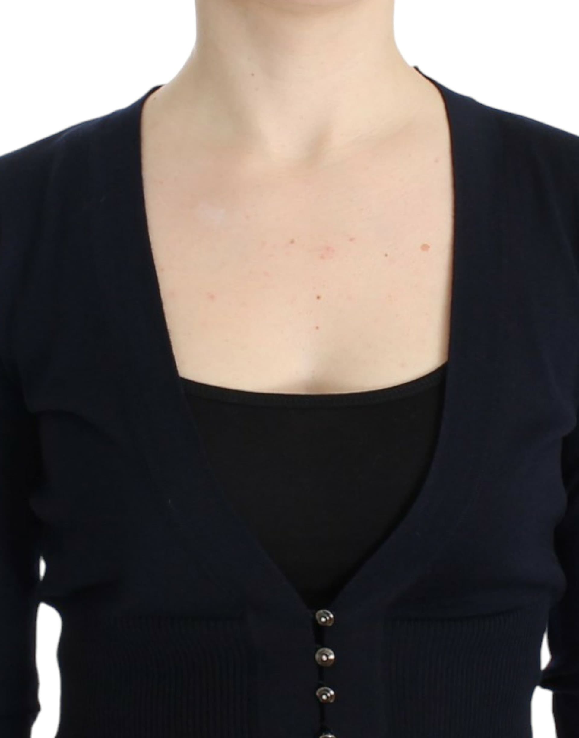 Black cropped wool cardigan - 4