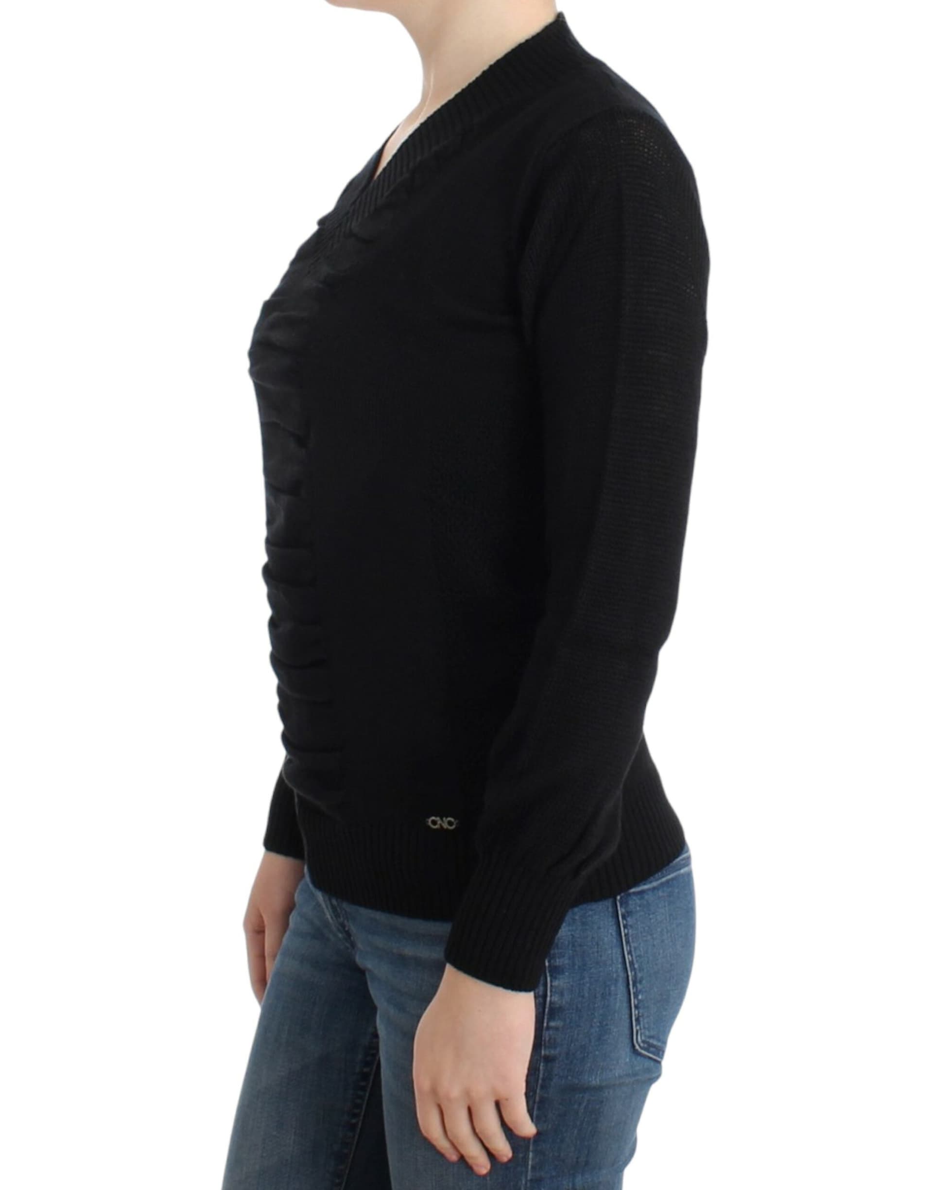 Black V-neck wool sweater - 5