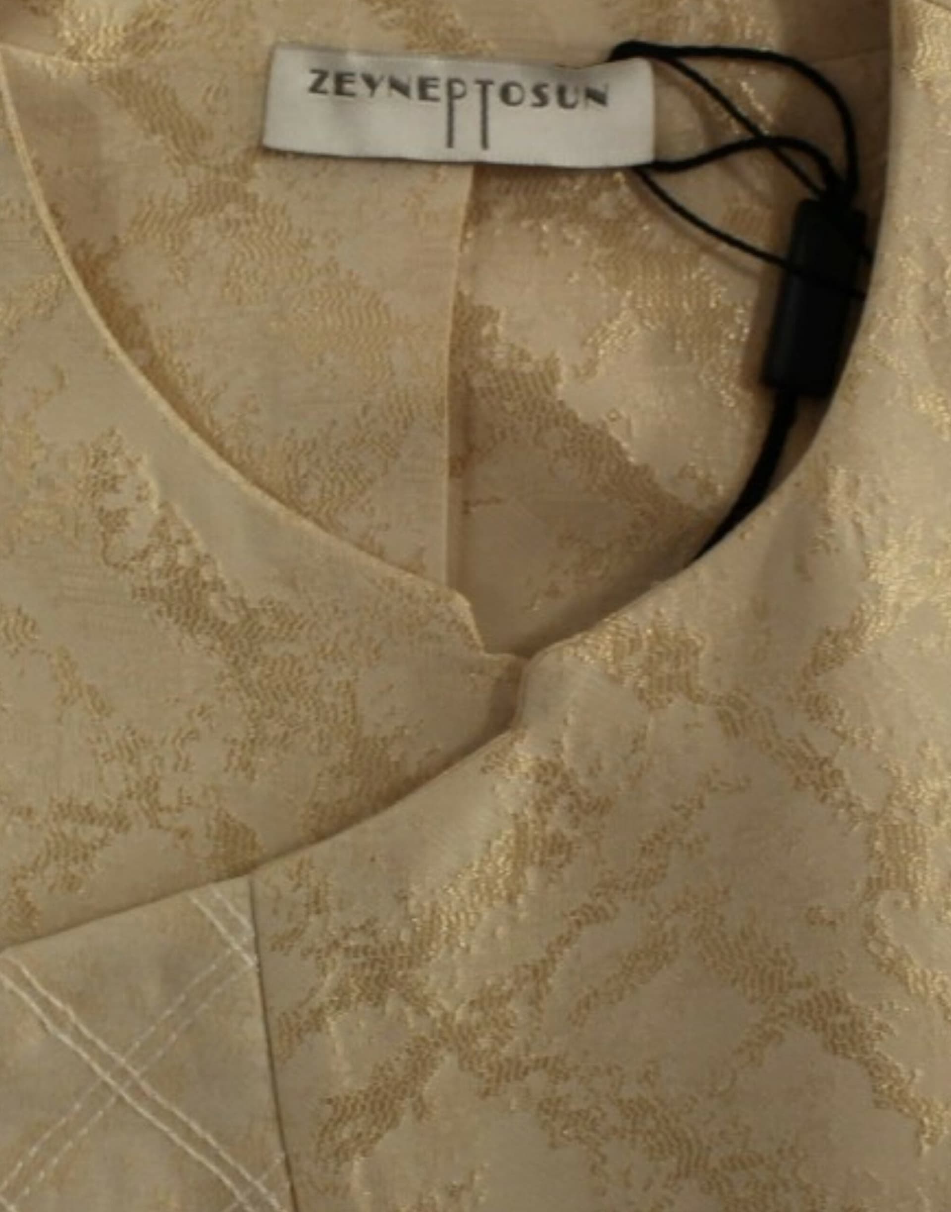 Beige brocade sleeveless jacket - 2