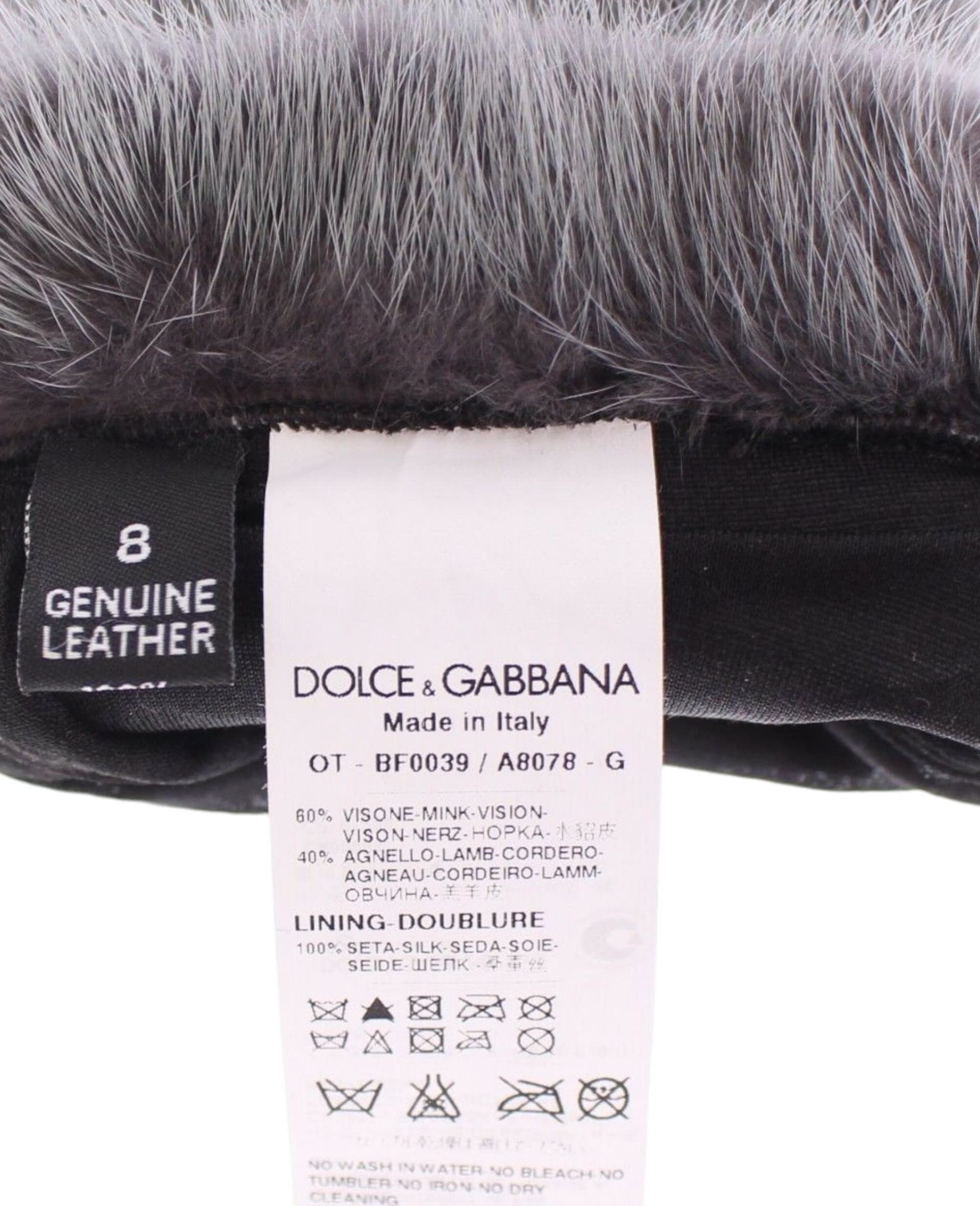 Gray Mink Fur Lambskin Suede Leather Gloves - 6