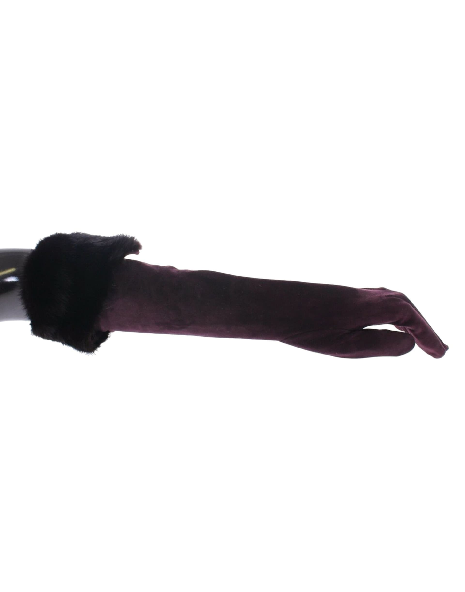 Purple Mink Fur Goatskin Suede Leather Gloves - 3
