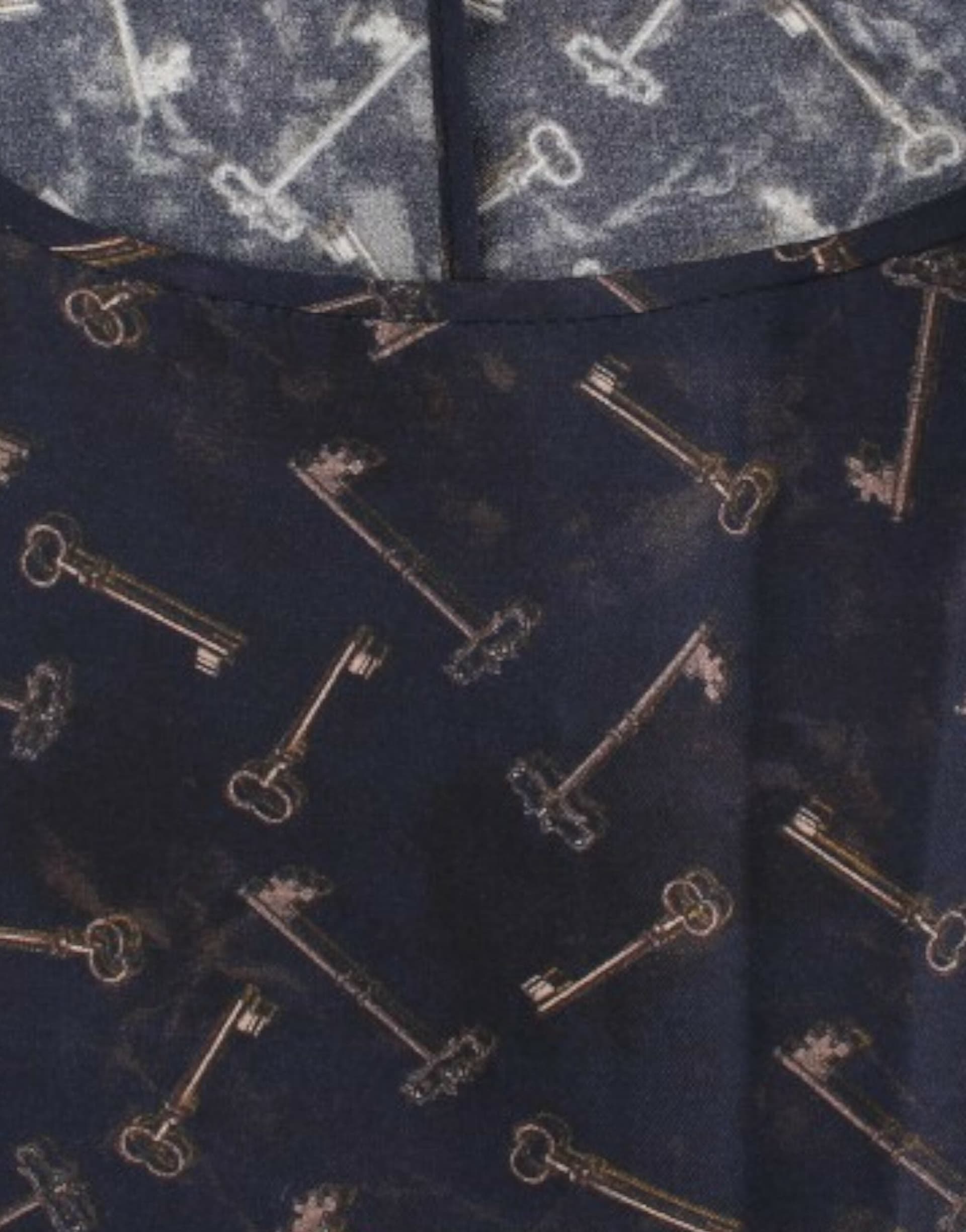 Blue gold key print silk blouse - 6