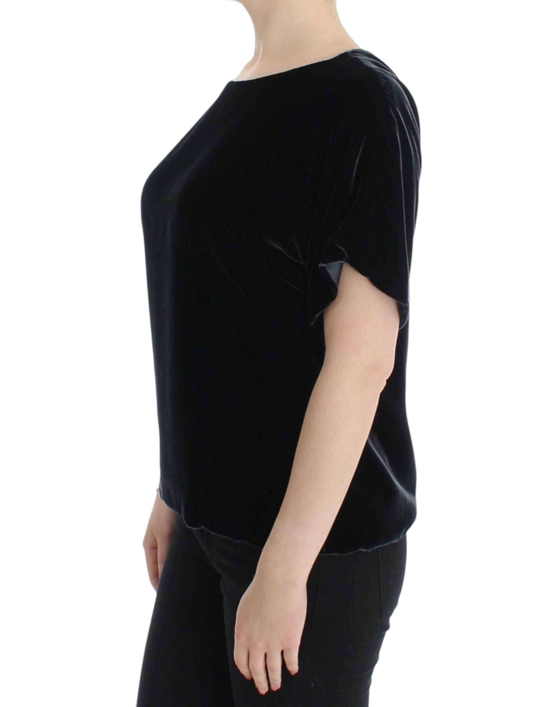 Black velvet shortsleeved blouse - 2