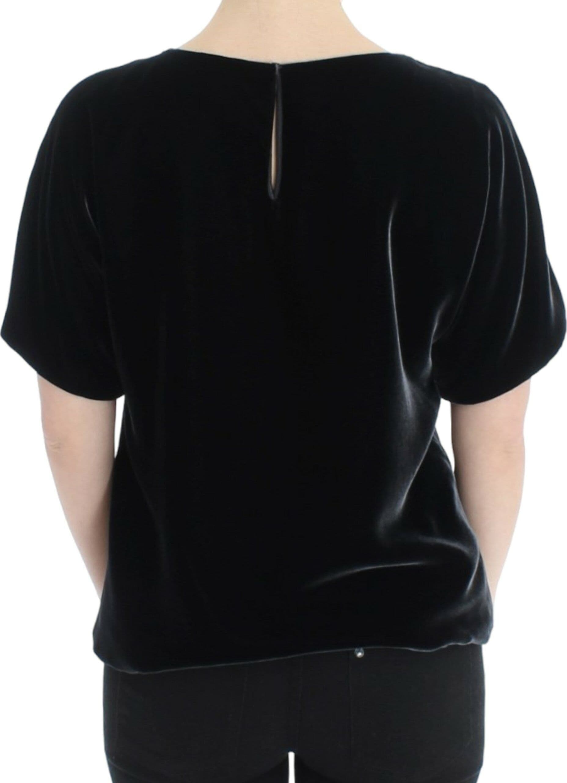 Black velvet shortsleeved blouse - 3